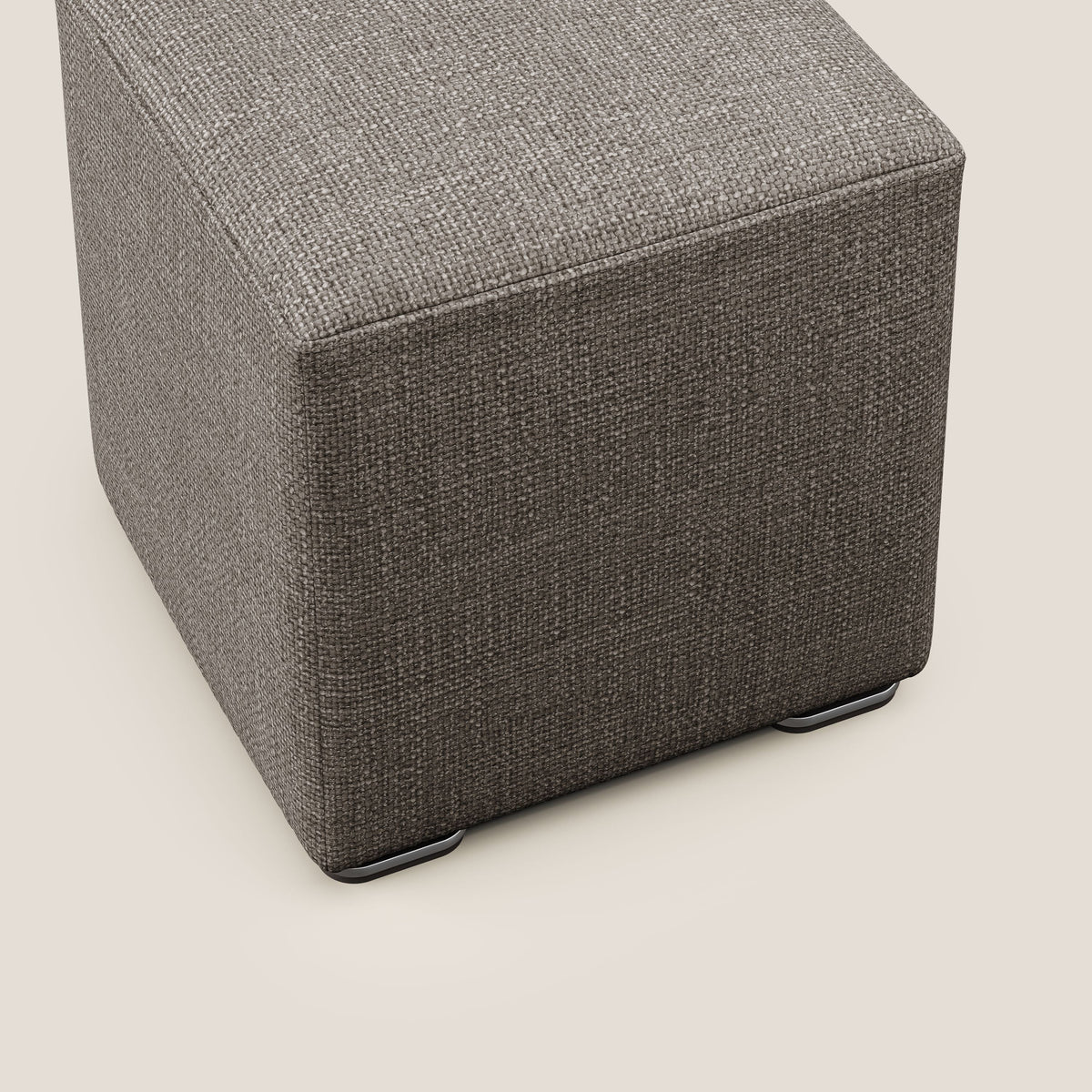 Cube pouf in morbido tessuto impermeabile ad intreccio melangiato T06 marrone - divitt.sbs