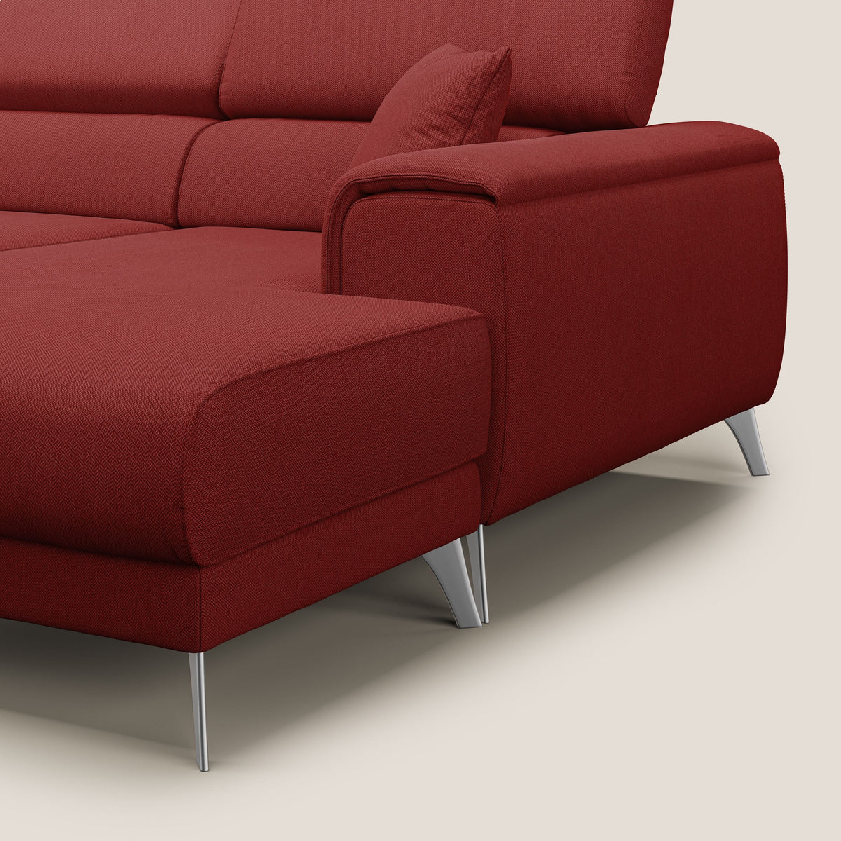 Fusion Divano angolare con sedute scorrevoli in tessuto morbido smacchiabile T05 rosso - divitt.sbs
