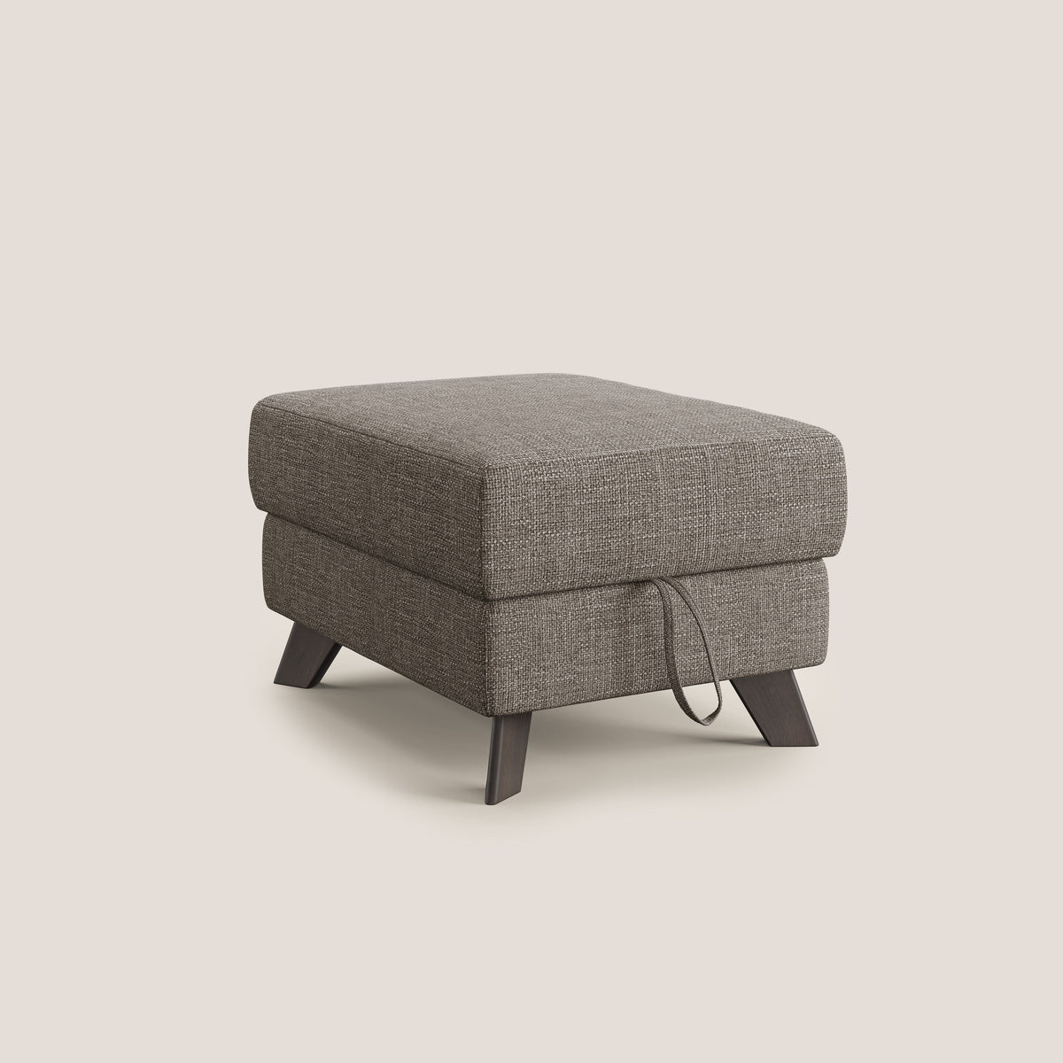 Moon Pouf contenitore e piedini alti in tessuto morbido ad intreccio soft-touch impermeabile T06 marrone - divitt.sbs