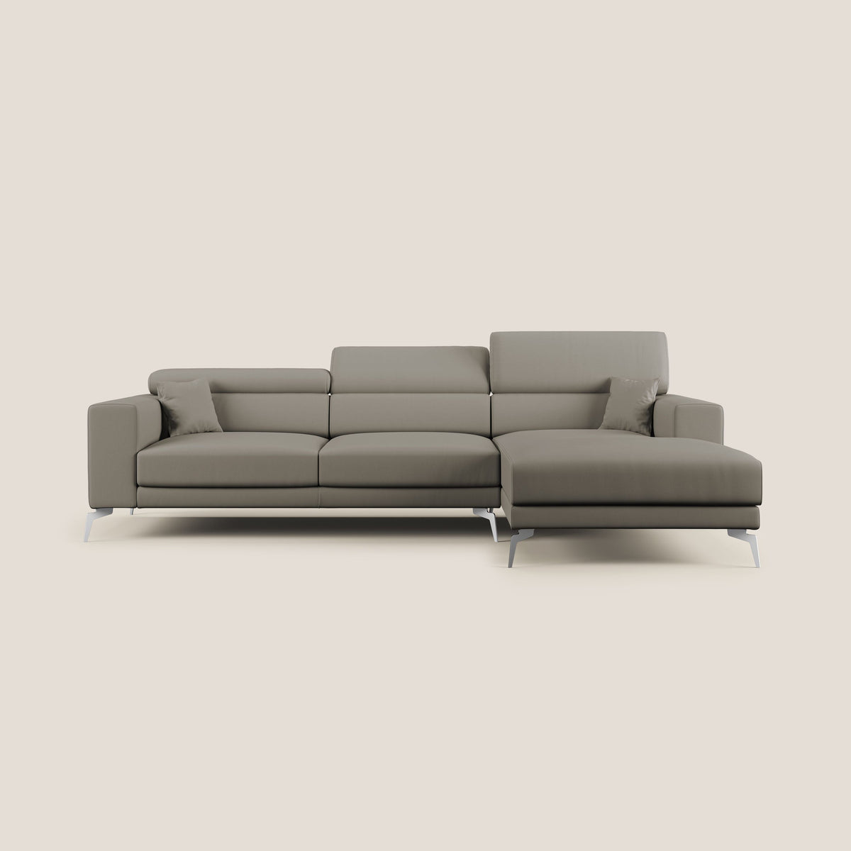 Blade Divano moderno angolare con poggiatesta reclinabili in Ecopelle T04 talpa - divitt.sbs