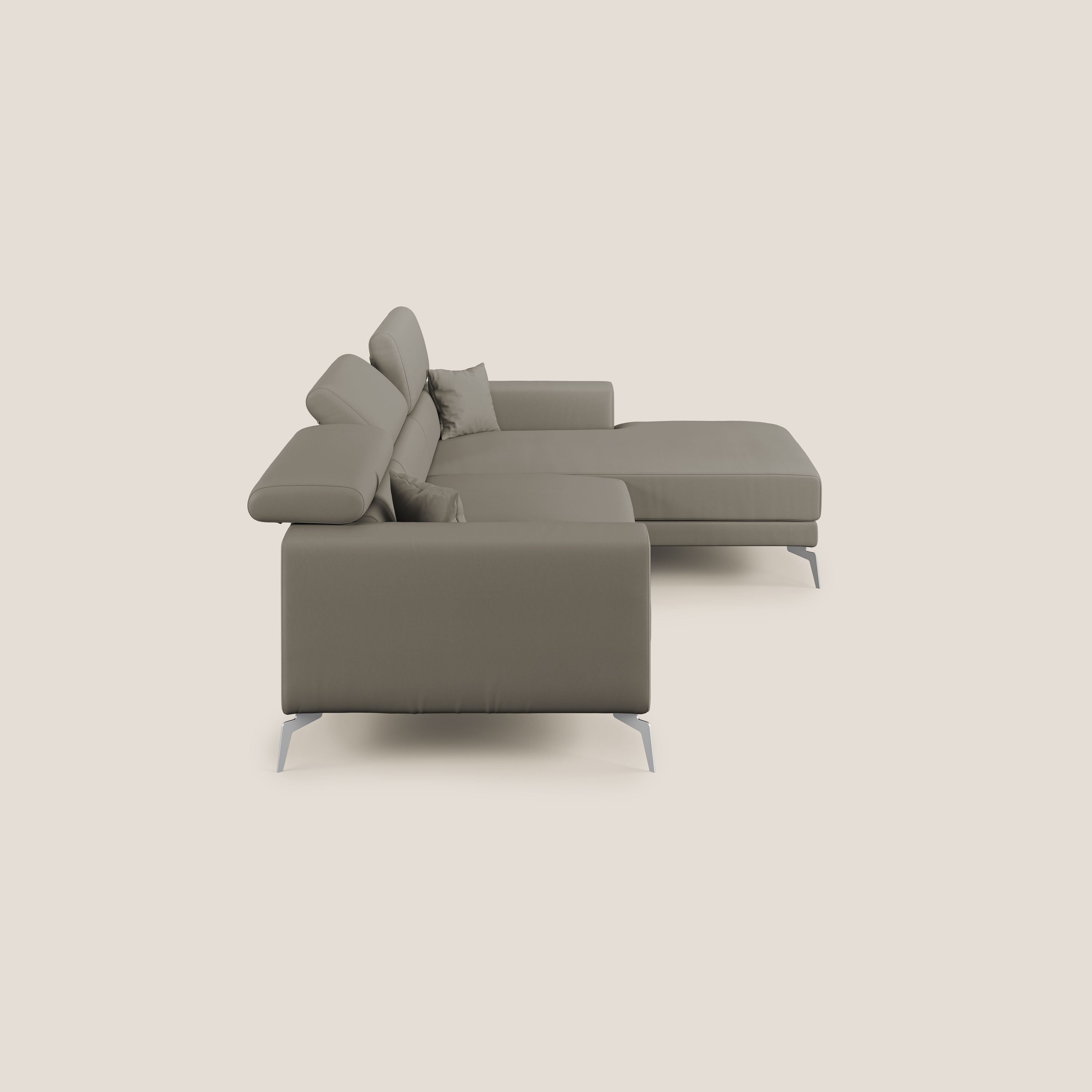 Blade Divano moderno angolare con poggiatesta reclinabili in Ecopelle T04 talpa - divitt.sbs