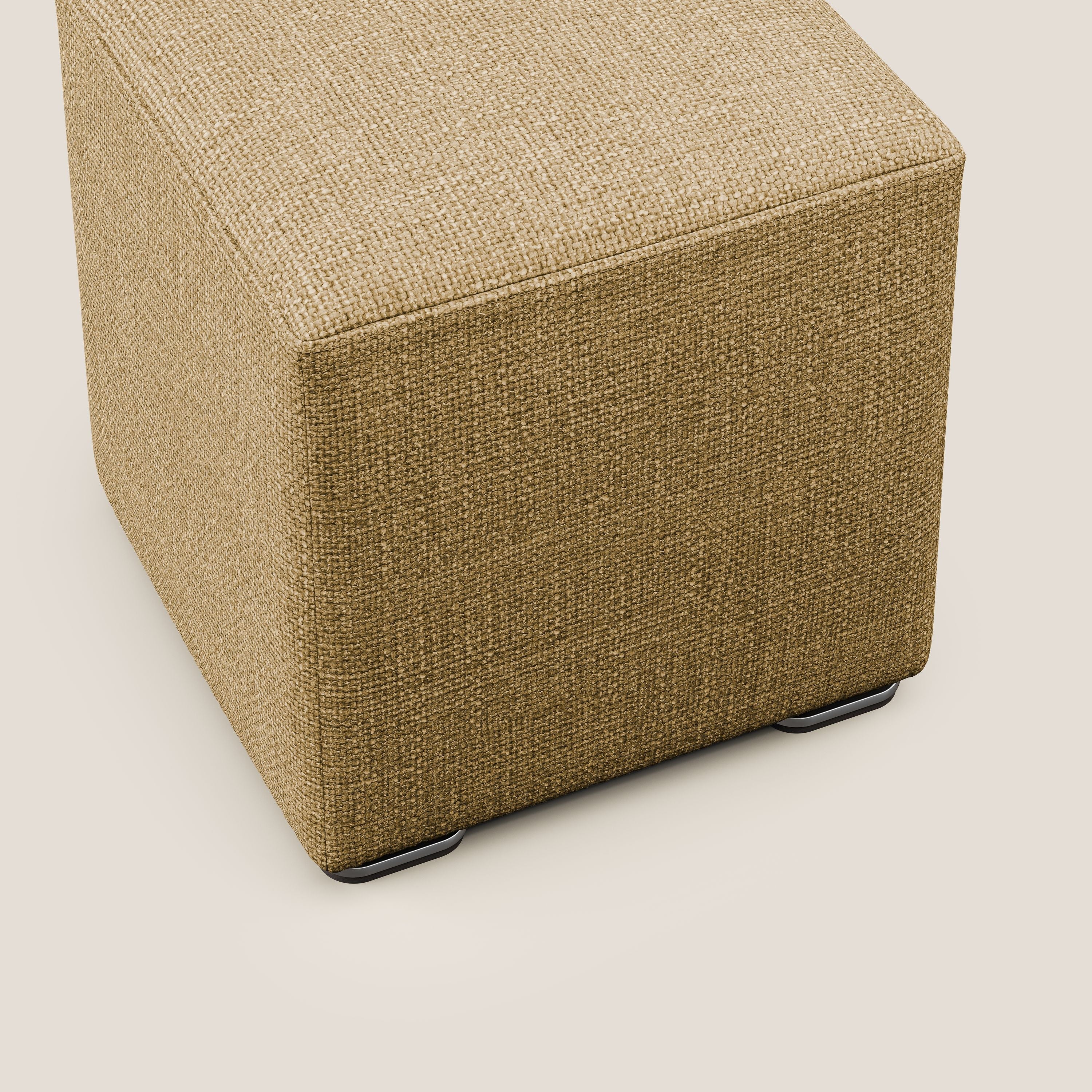Cube pouf in morbido tessuto impermeabile ad intreccio melangiato T06 giallo - divitt.sbs