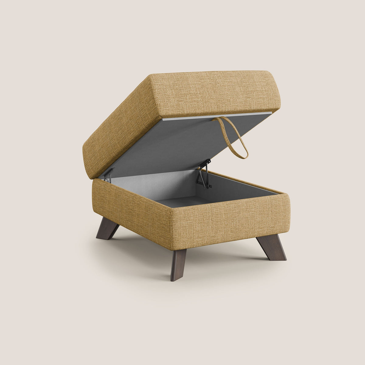 Moon Pouf contenitore e piedini alti in tessuto morbido ad intreccio soft-touch impermeabile T06 giallo - divitt.sbs
