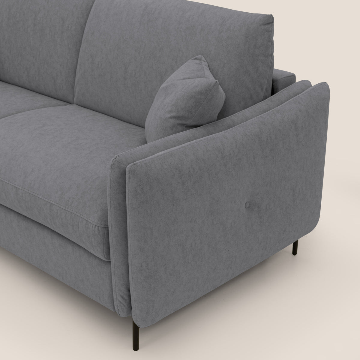 Gregory Divano letto con materasso h18 cm in microfibra effetto velluto impermeabile T09 grigio - divitt.sbs
