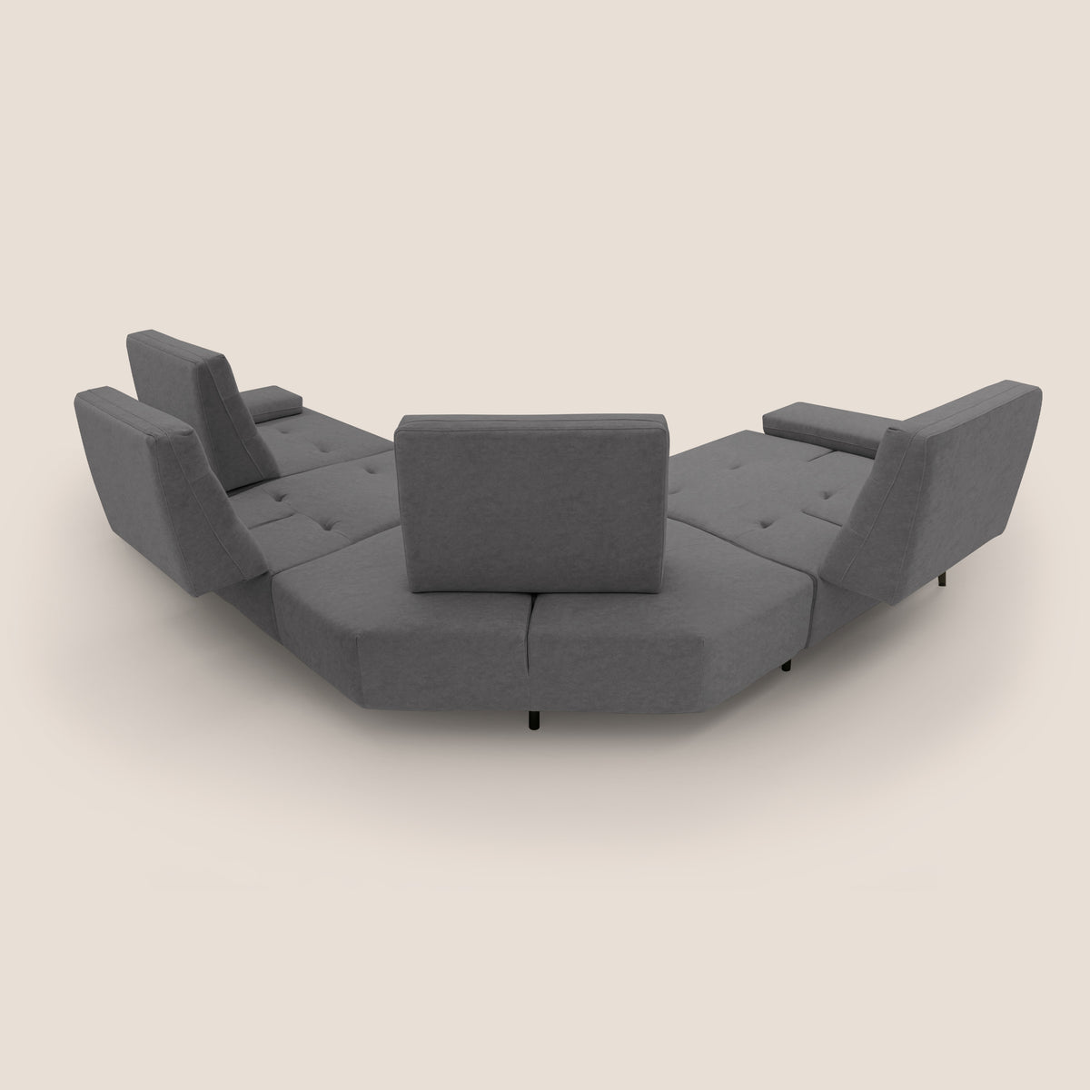 Lugano Divano angolare con schienali traslanti in microfibra effetto velluto T09 grigio - divitt.sbs
