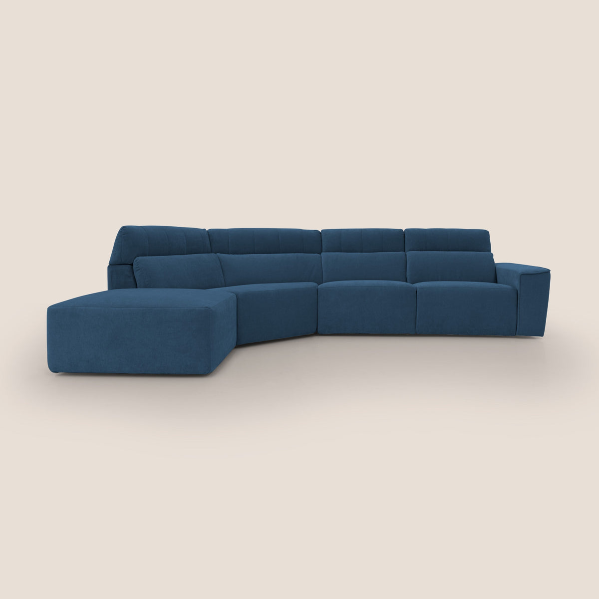 Clark Divano angolare con opzione relax elettrico in tessuto smacchiabile impermeabile T17 blu - divitt.sbs