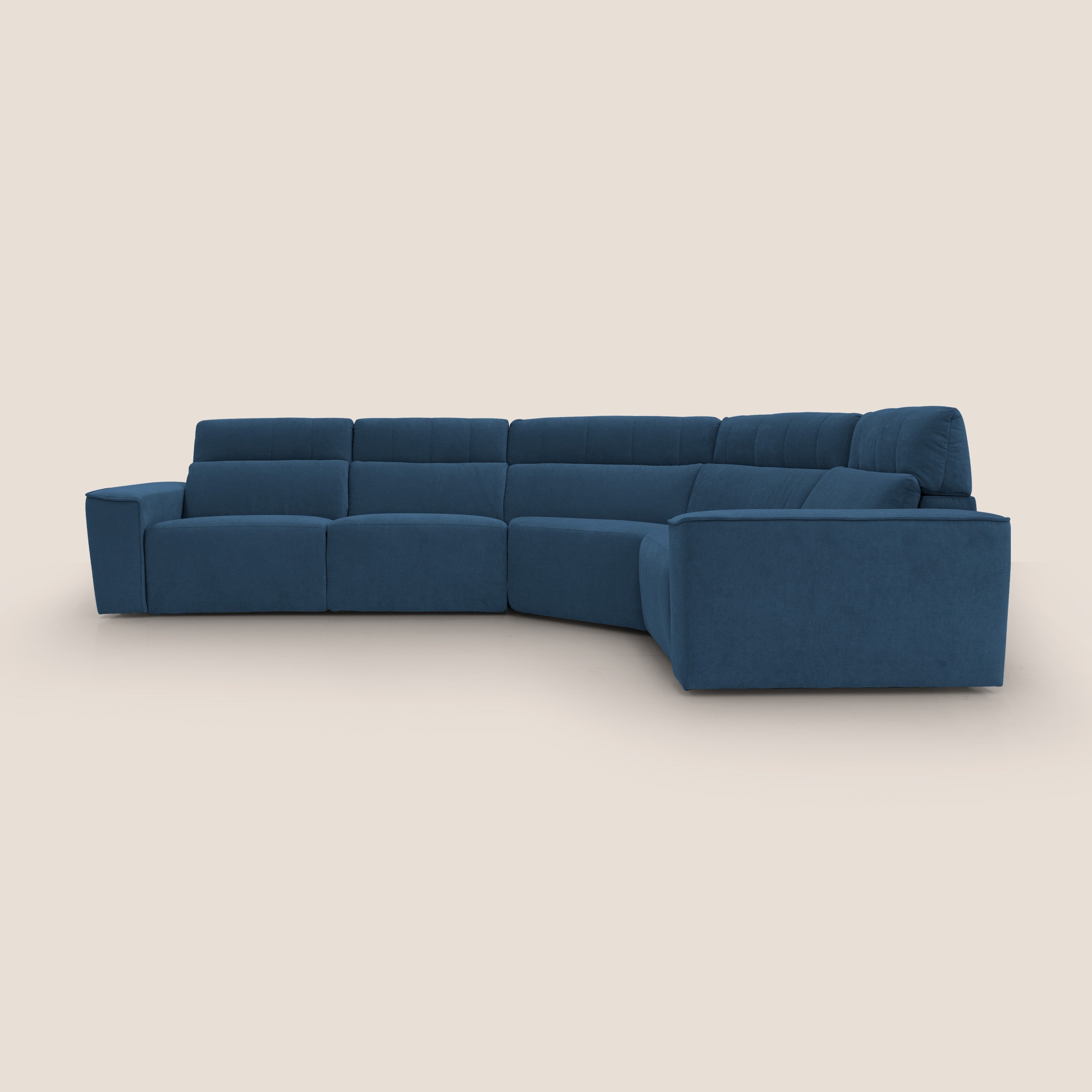 Clark Divano modulare angolare REVERSIBILE con opzione relax elettrico in tessuto smacchiabile impermeabile T17 blu - divitt.sbs