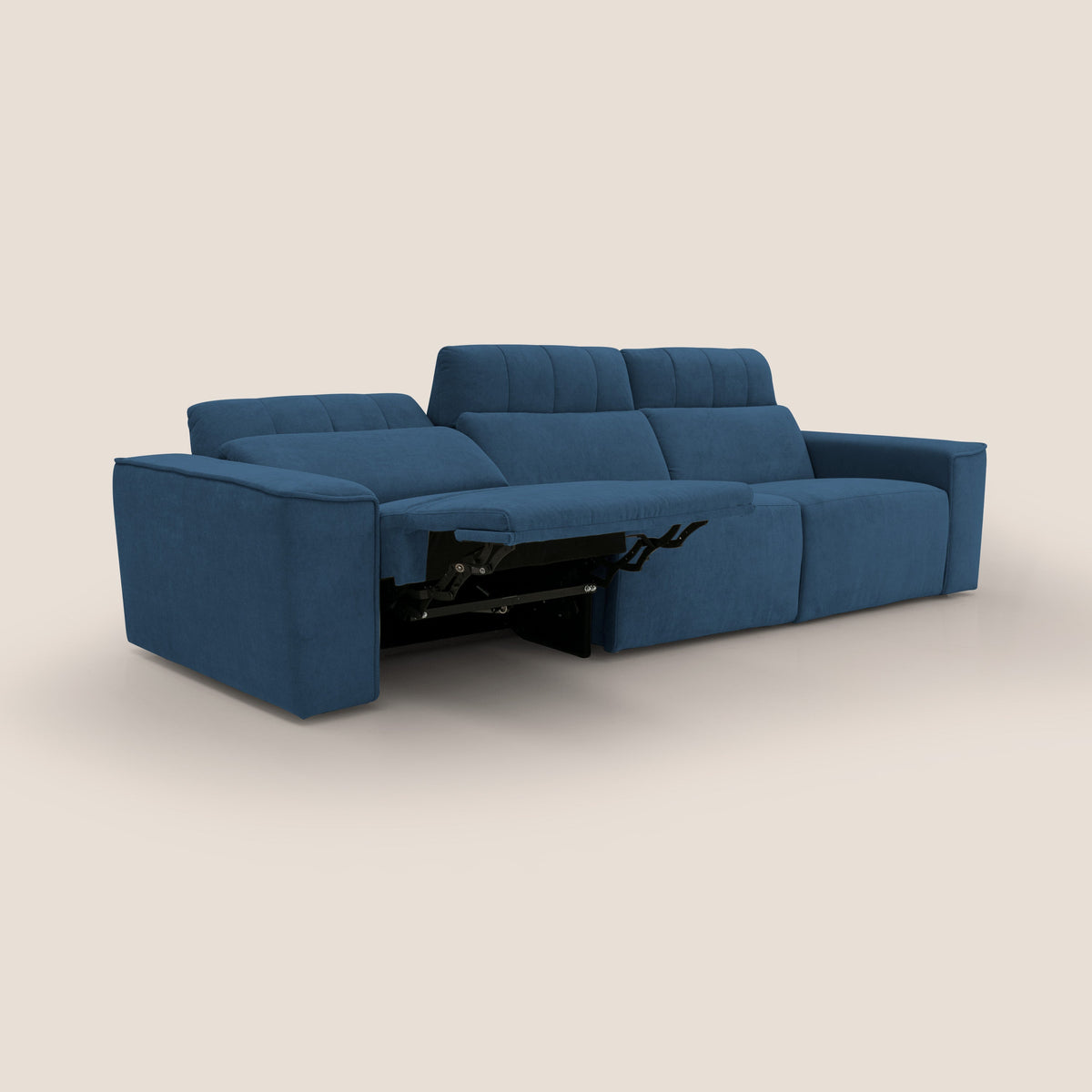 Clark Divano modulare 3 sedute con opzione relax elettrico in tessuto smacchiabile impermeabile T17 blu - divitt.sbs