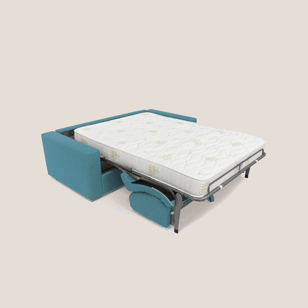 Nixon Divano letto matrimoniale con materasso 20 cm in tessuto impermeabile T03 azzurro - divitt.sbs