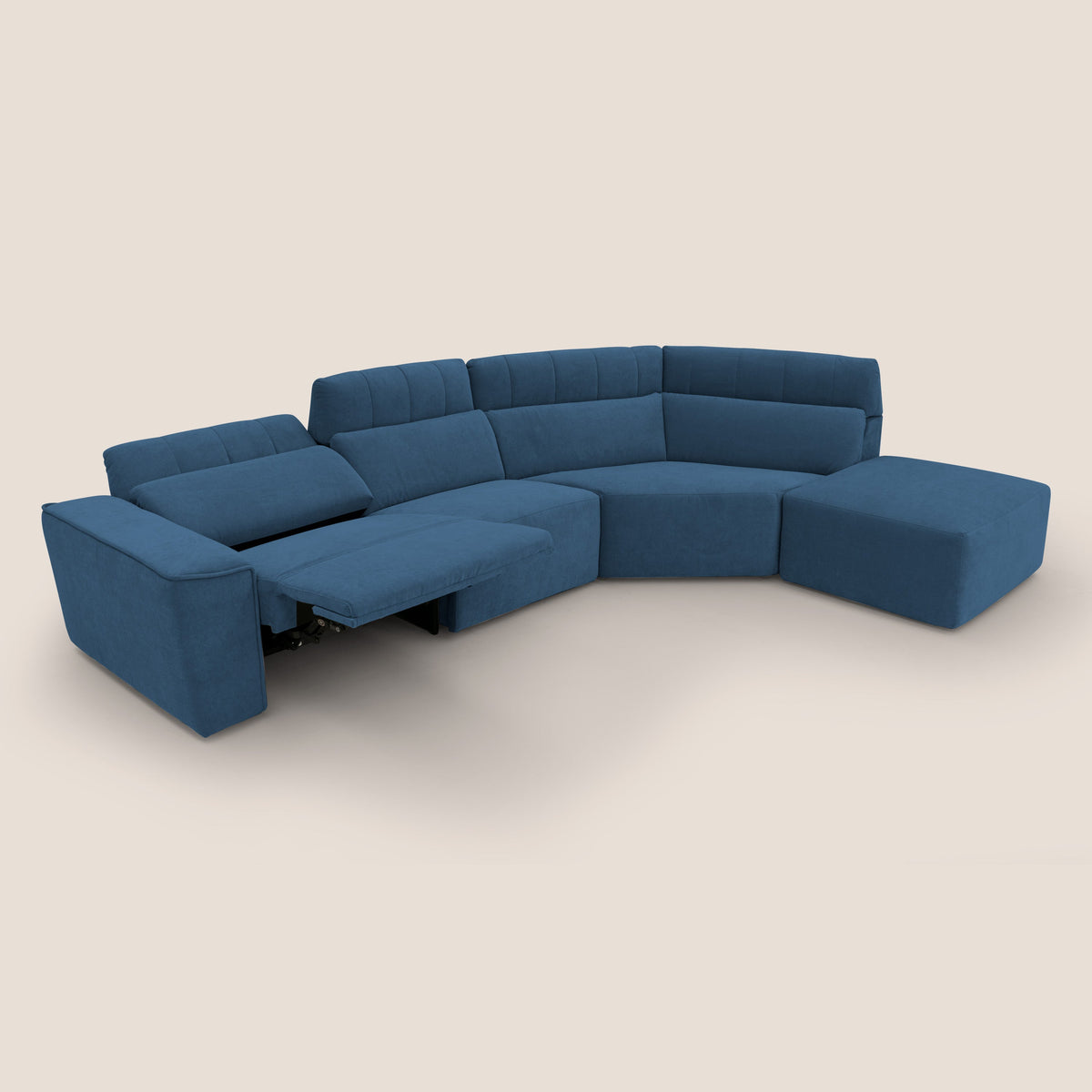 Clark Divano angolare con opzione relax elettrico in tessuto smacchiabile impermeabile T17 blu - divitt.sbs