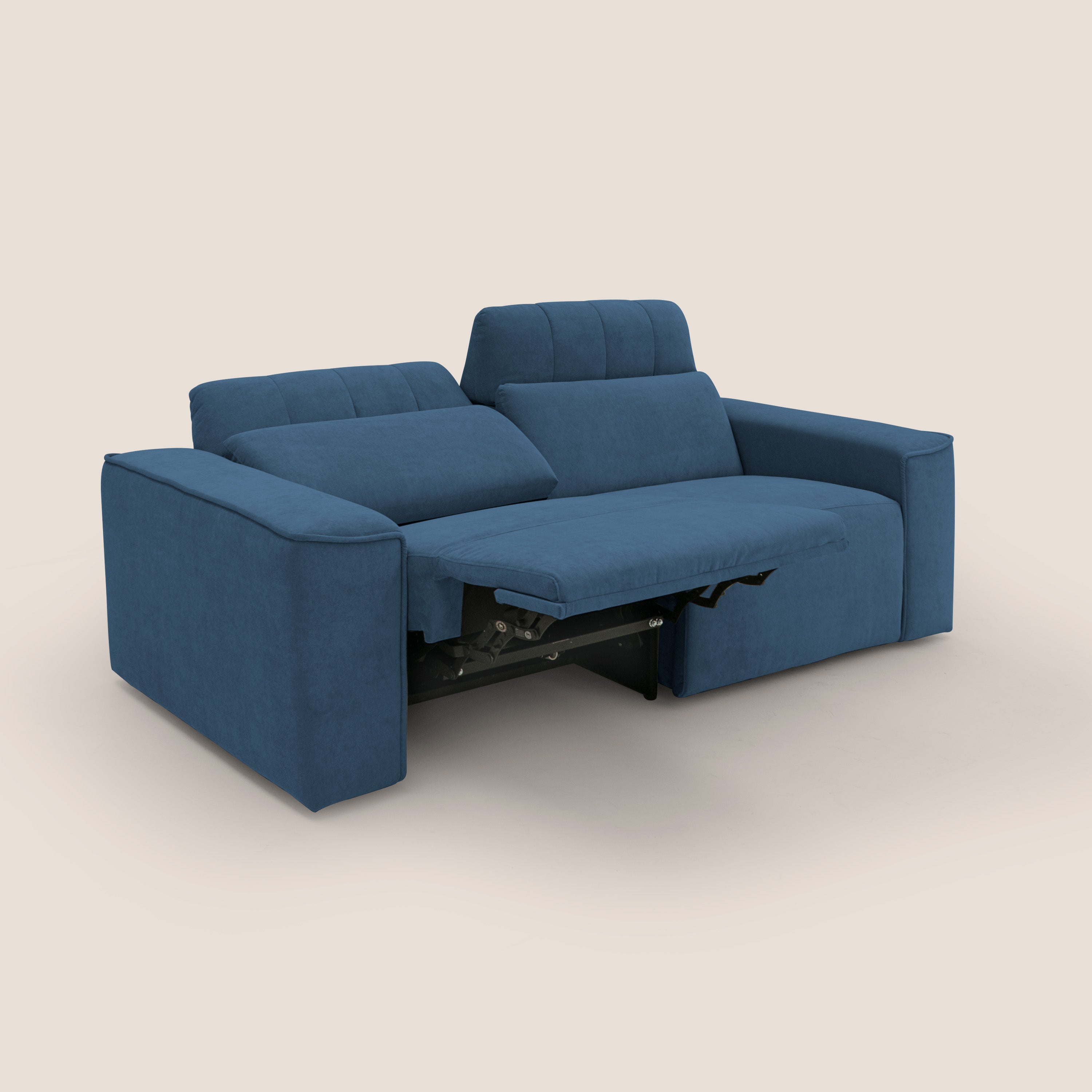 Clark Divano modulare con opzione relax elettrico in tessuto smacchiabile impermeabile T17 blu - divitt.sbs