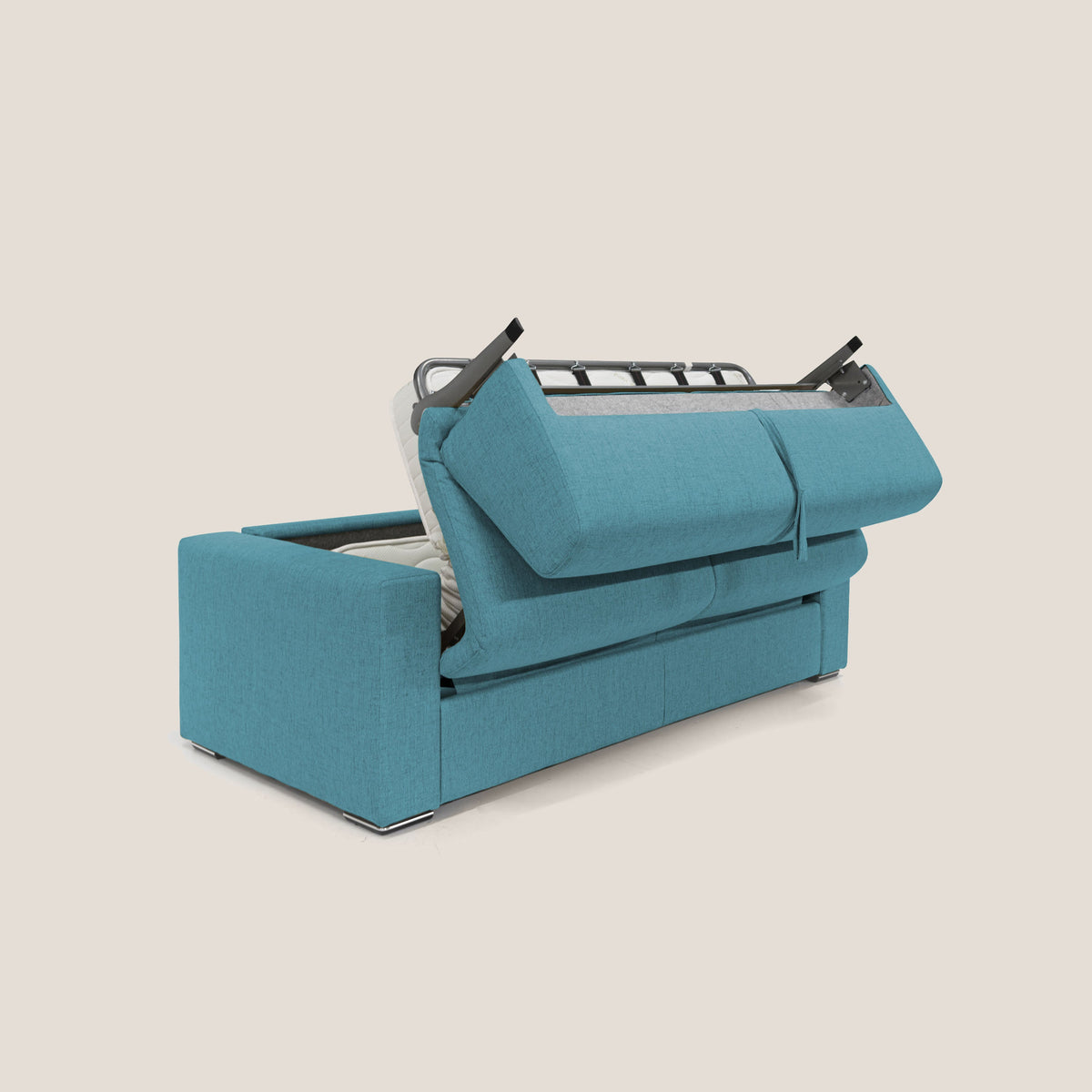 Nixon Divano letto matrimoniale con materasso 20 cm in tessuto impermeabile T03 azzurro - divitt.sbs