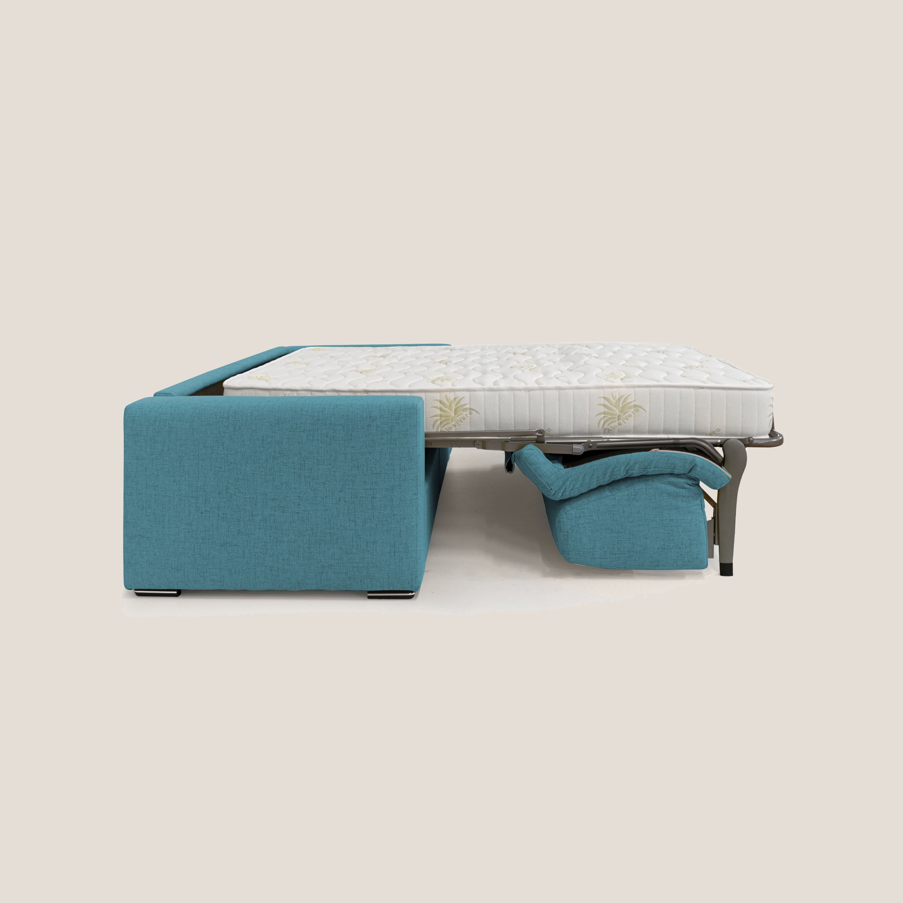 Nixon Divano letto matrimoniale con materasso 20 cm in tessuto impermeabile T03 azzurro - divitt.sbs