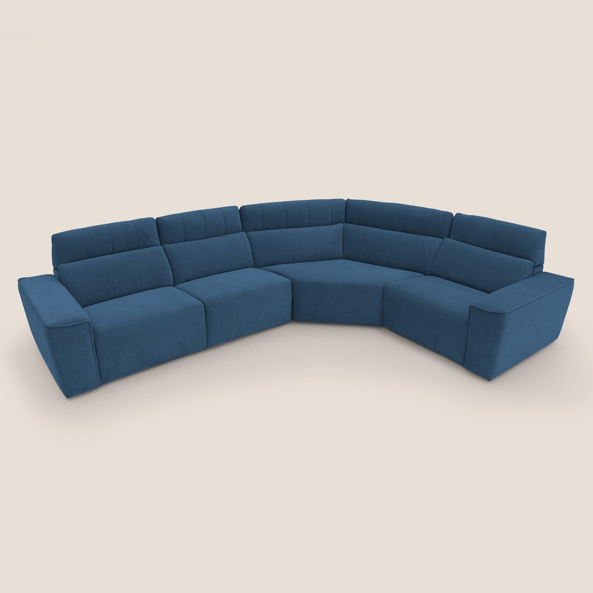 Clark Divano modulare angolare REVERSIBILE con opzione relax elettrico in tessuto smacchiabile impermeabile T17 blu - divitt.sbs