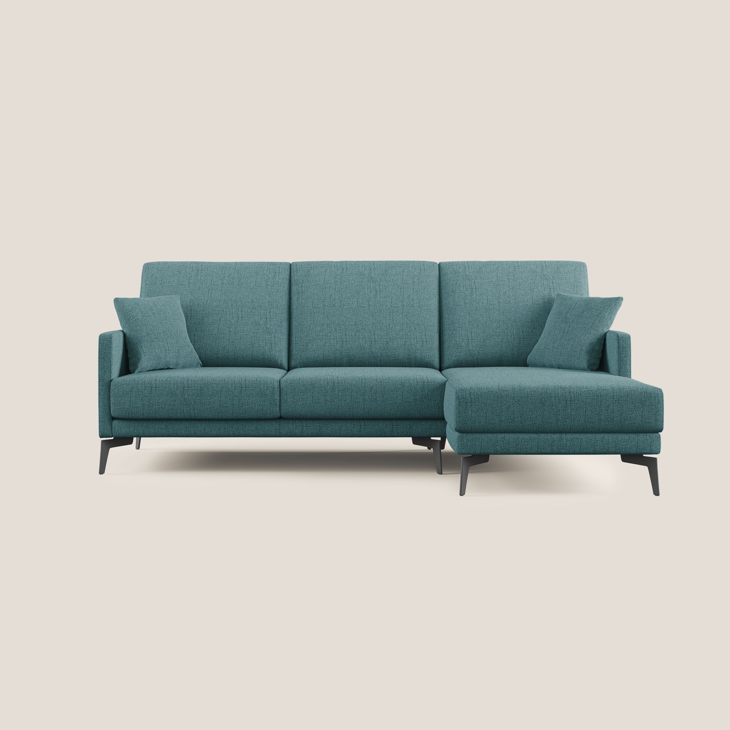 Saturno divano angolare moderno in tessuto morbido impermeabile T03 azzurro - divitt.sbs