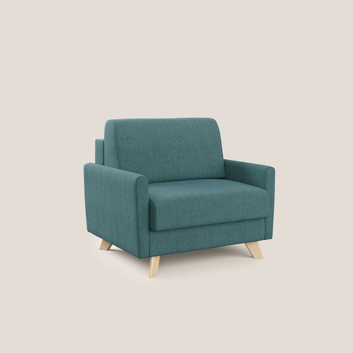 Edgar poltrona letto in tessuto felis impermeabile T03 azzurro - divitt.sbs