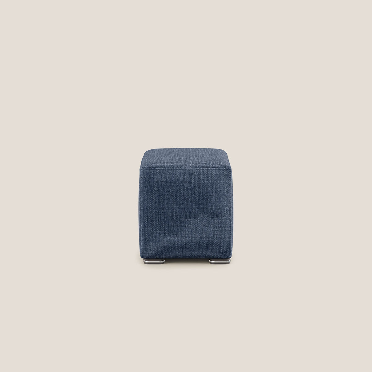 Cube pouf in morbido tessuto impermeabile ad intreccio melangiato T06 blu - divitt.sbs