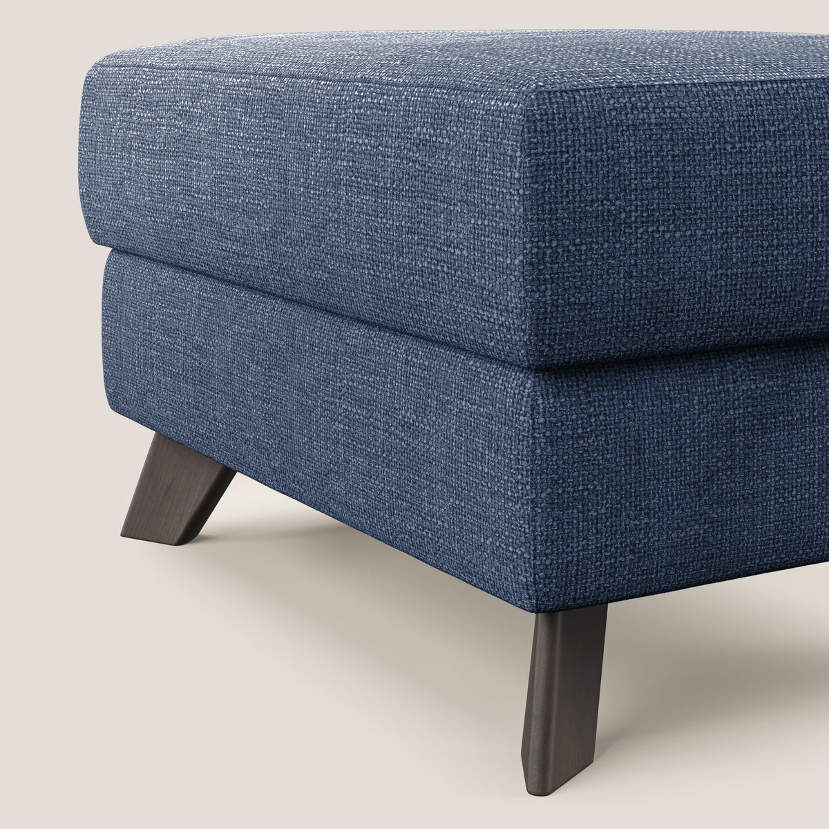 Moon Pouf contenitore e piedini alti in tessuto morbido ad intreccio soft-touch impermeabile T06 blu - divitt.sbs
