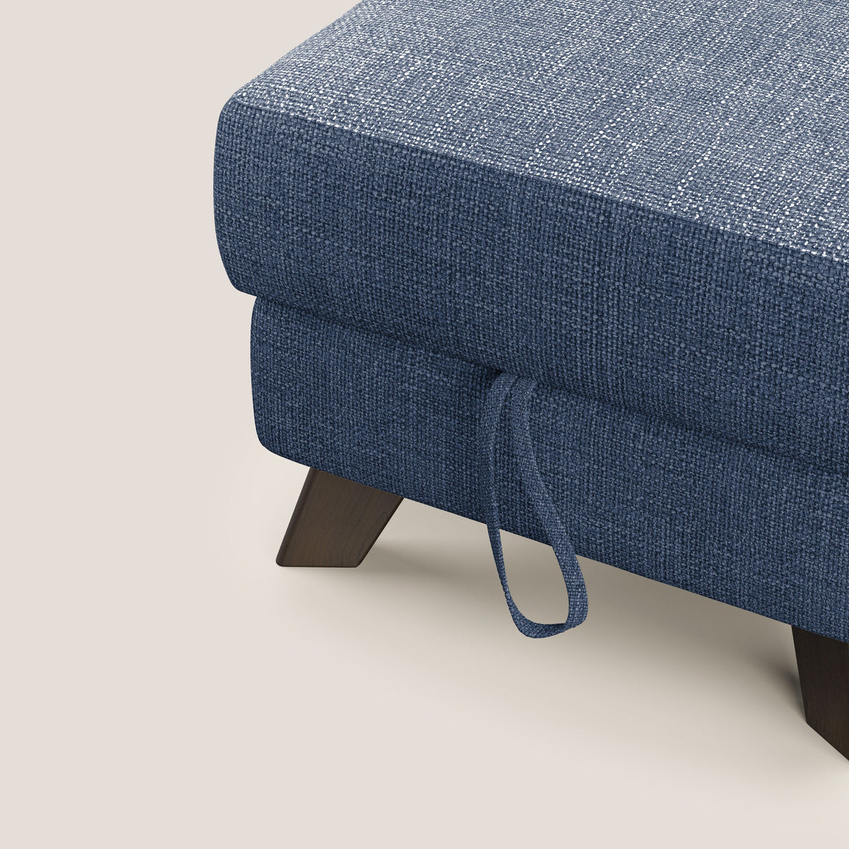 Moon Pouf contenitore e piedini alti in tessuto morbido ad intreccio soft-touch impermeabile T06 blu - divitt.sbs