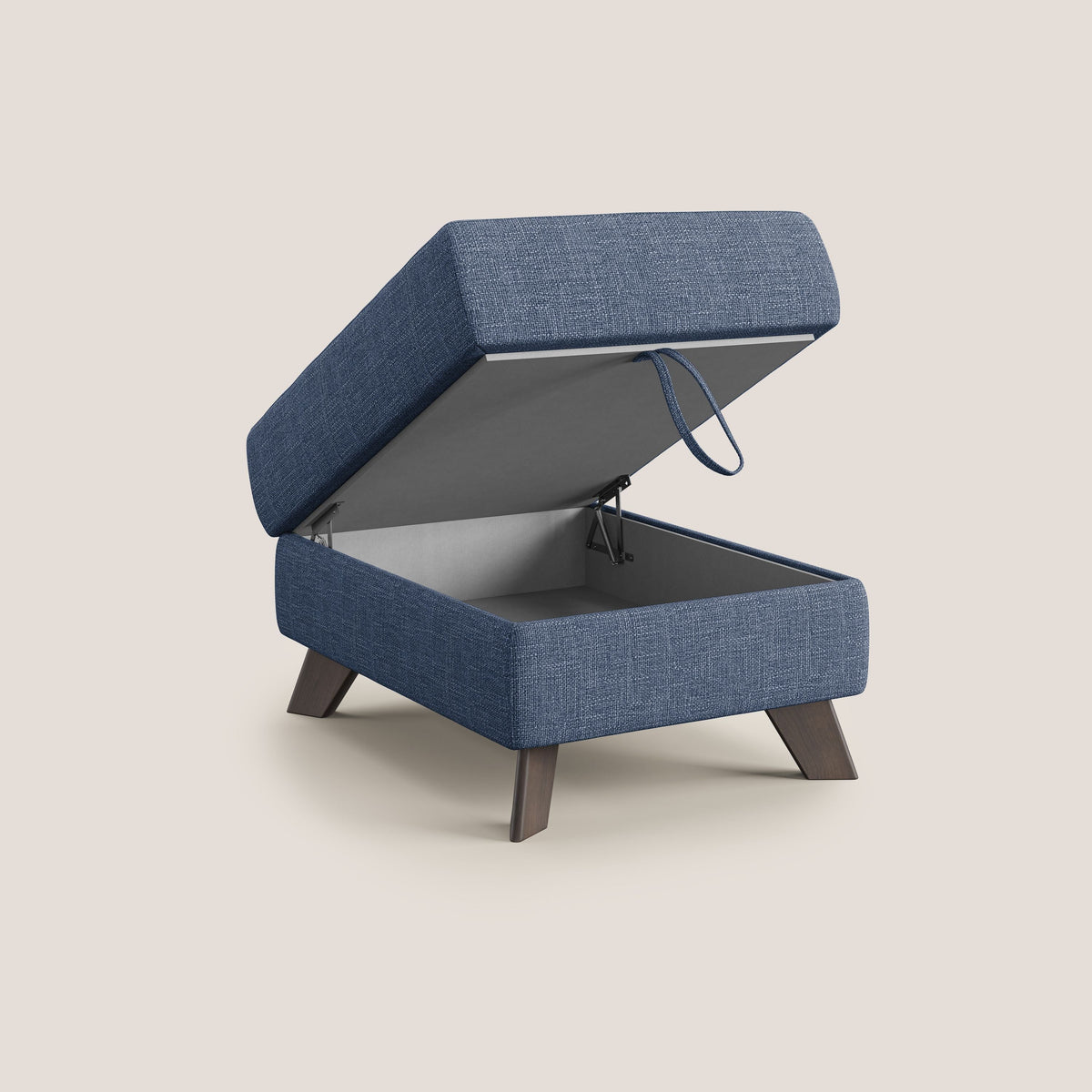 Moon Pouf contenitore e piedini alti in tessuto morbido ad intreccio soft-touch impermeabile T06 blu - divitt.sbs