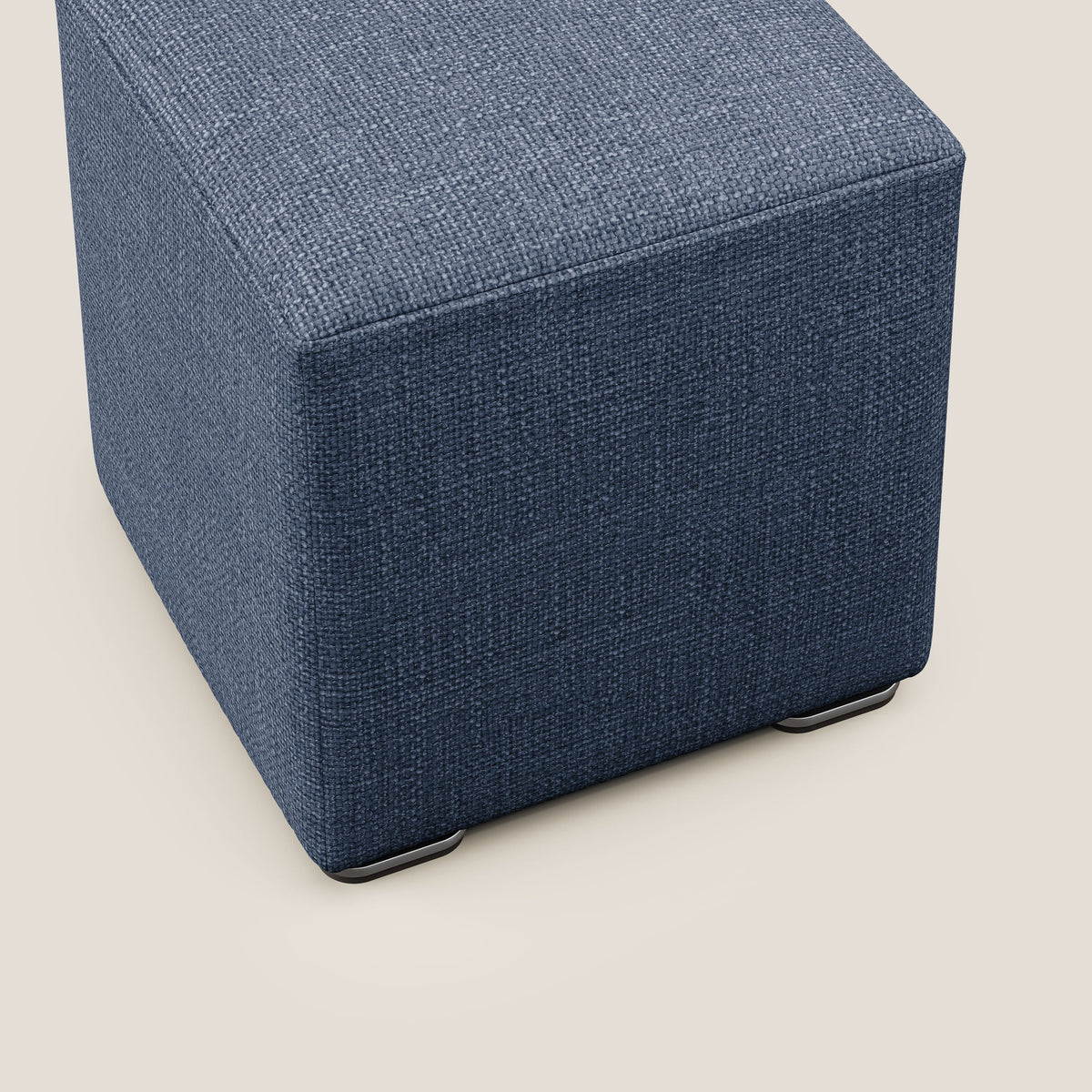 Cube pouf in morbido tessuto impermeabile ad intreccio melangiato T06 blu - divitt.sbs