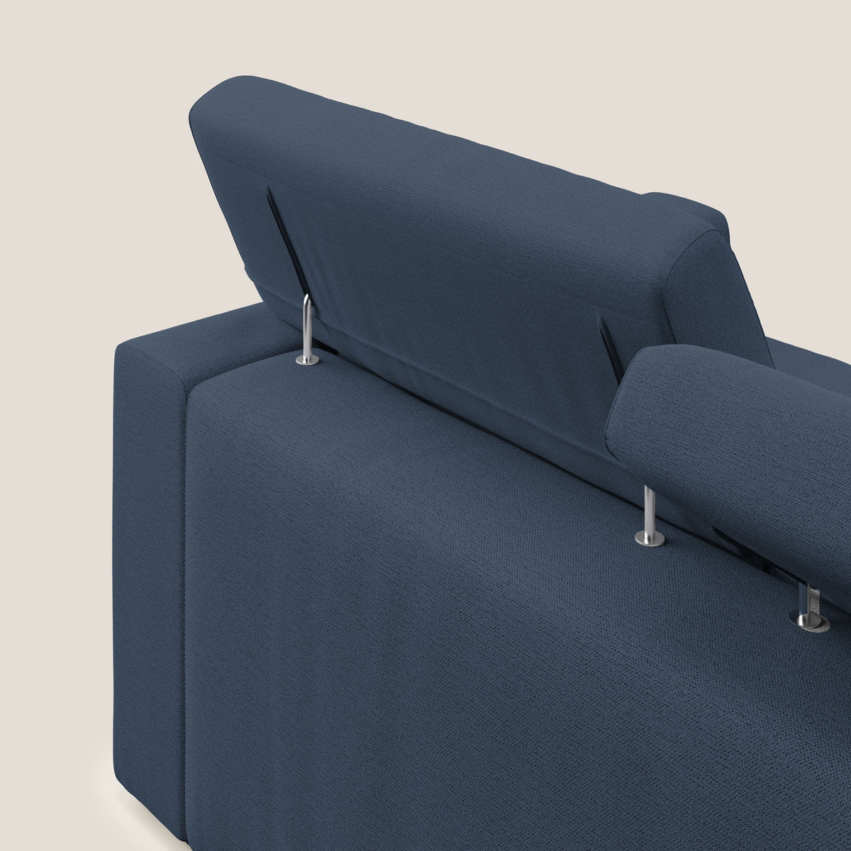 Dylan divano a 3 sedute con pouf estraibile poggiapiedi in tessuto fiammato simil cotone impermeabile T19 blu - divitt.sbs
