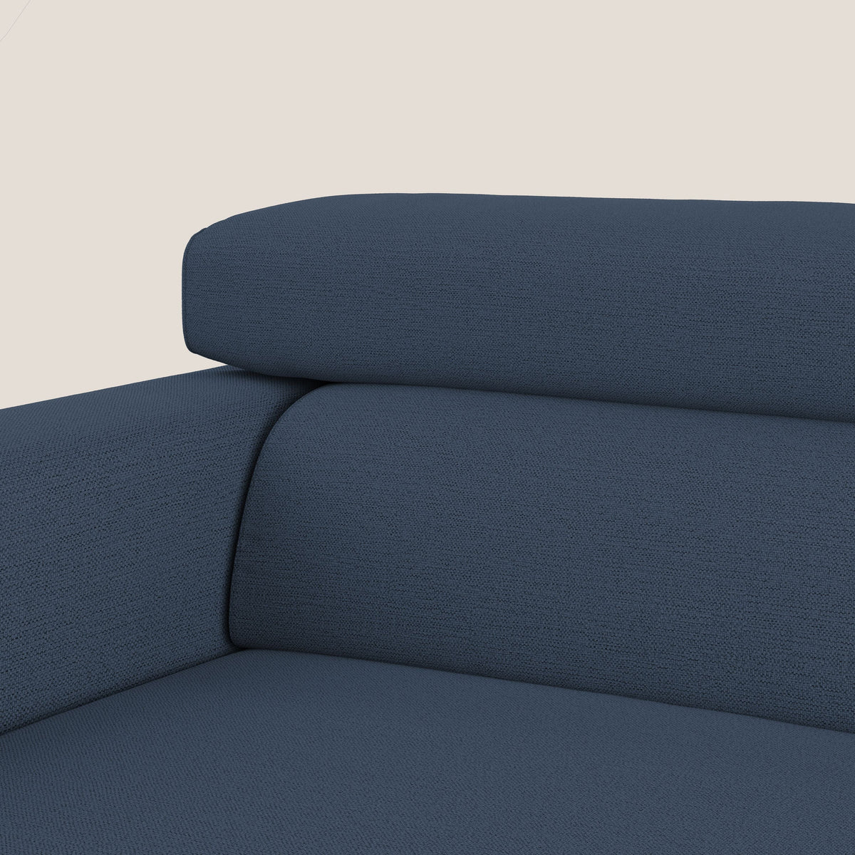 Dylan divano allungabile con pouf estraibile poggiapiedi in tessuto fiammato simil cotone impermeabile T19 blu - divitt.sbs