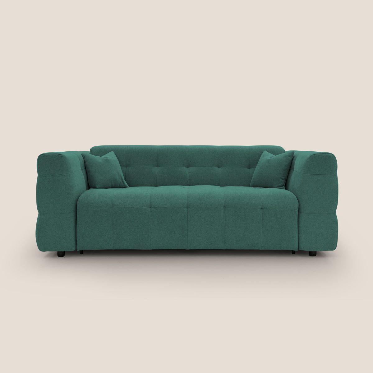 Tender Divano letto matrimoniale dal design innovativo in tessuto bouclet impermeabile T07 verde - divitt.sbs