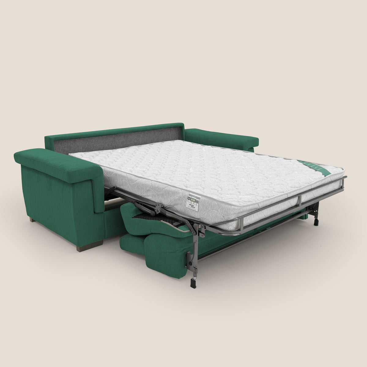 Bjorn divano letto sfoderabile con materasso H18 cm e poggiatesta reclinabili in tessuto impermeabile T02 verde - divitt.sbs