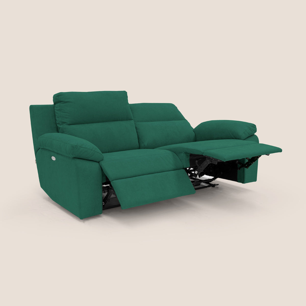 Romeo Divano relax con recliner elettrico in morbido tessuto impermeabile T02 verde - divitt.sbs