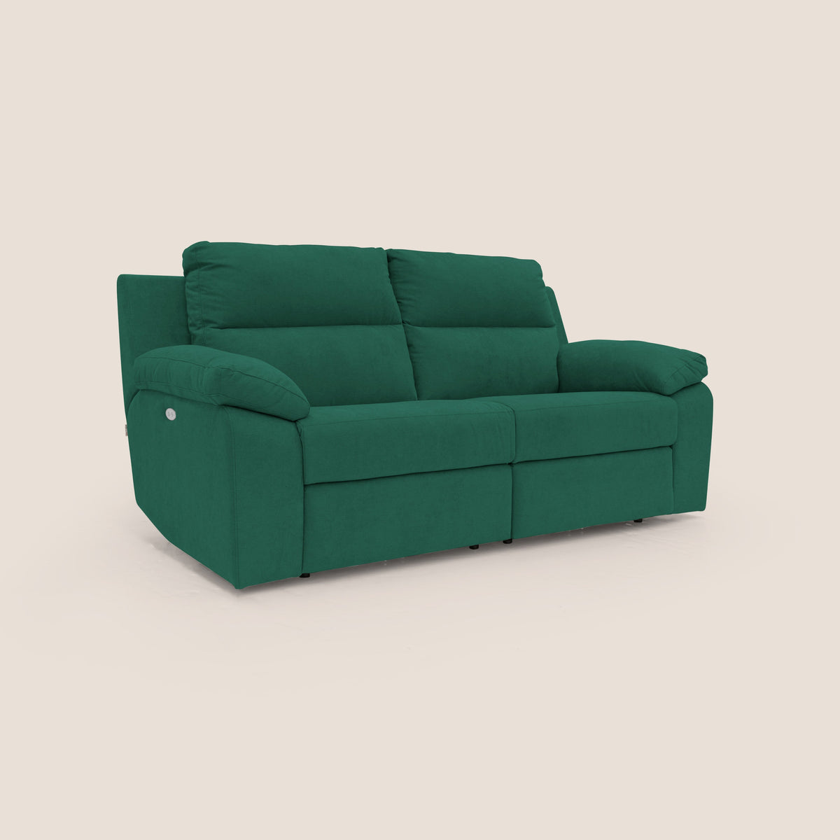 Romeo Divano relax con recliner elettrico in morbido tessuto impermeabile T02 verde - divitt.sbs