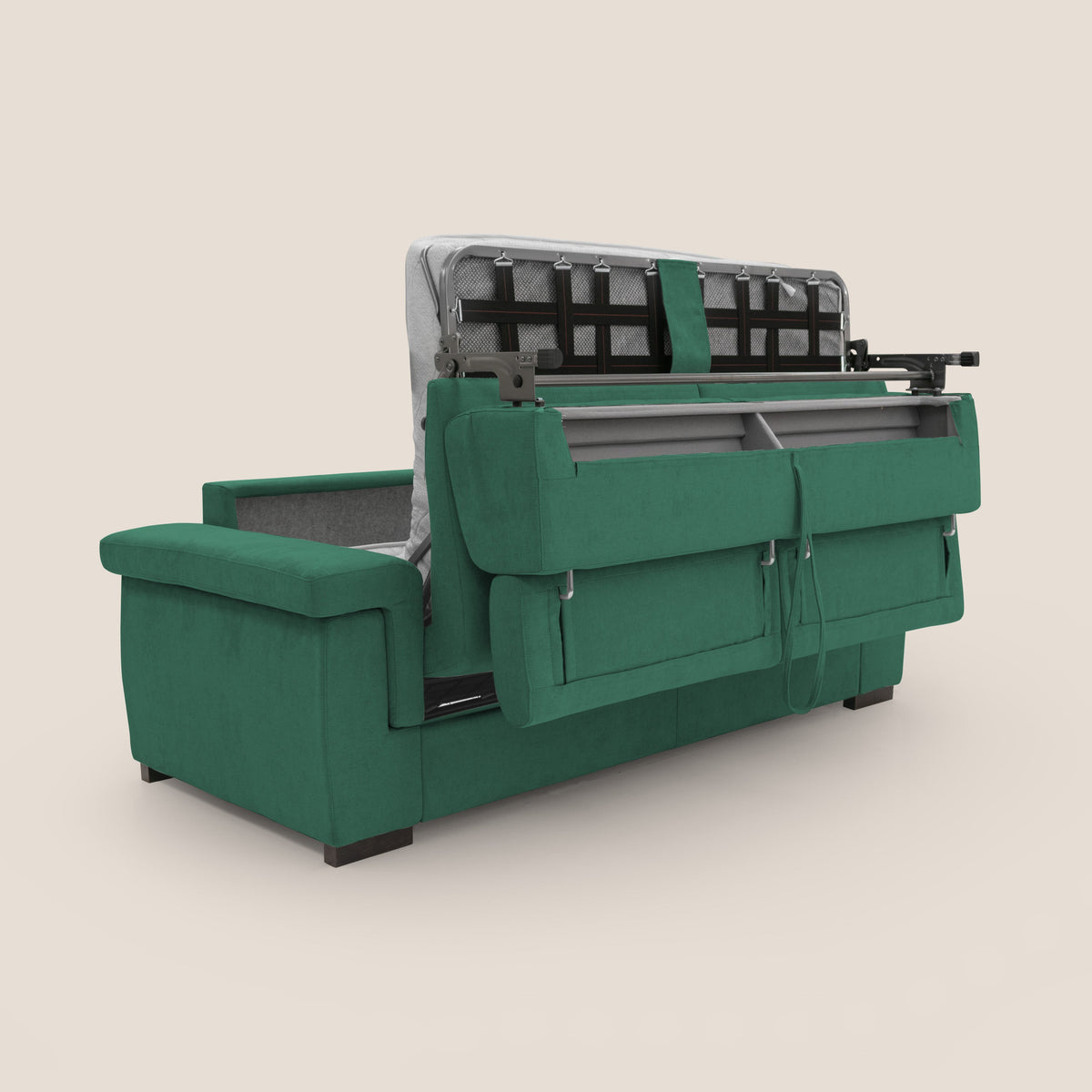 Bjorn divano letto sfoderabile con materasso H18 cm e poggiatesta reclinabili in tessuto impermeabile T02 verde - divitt.sbs