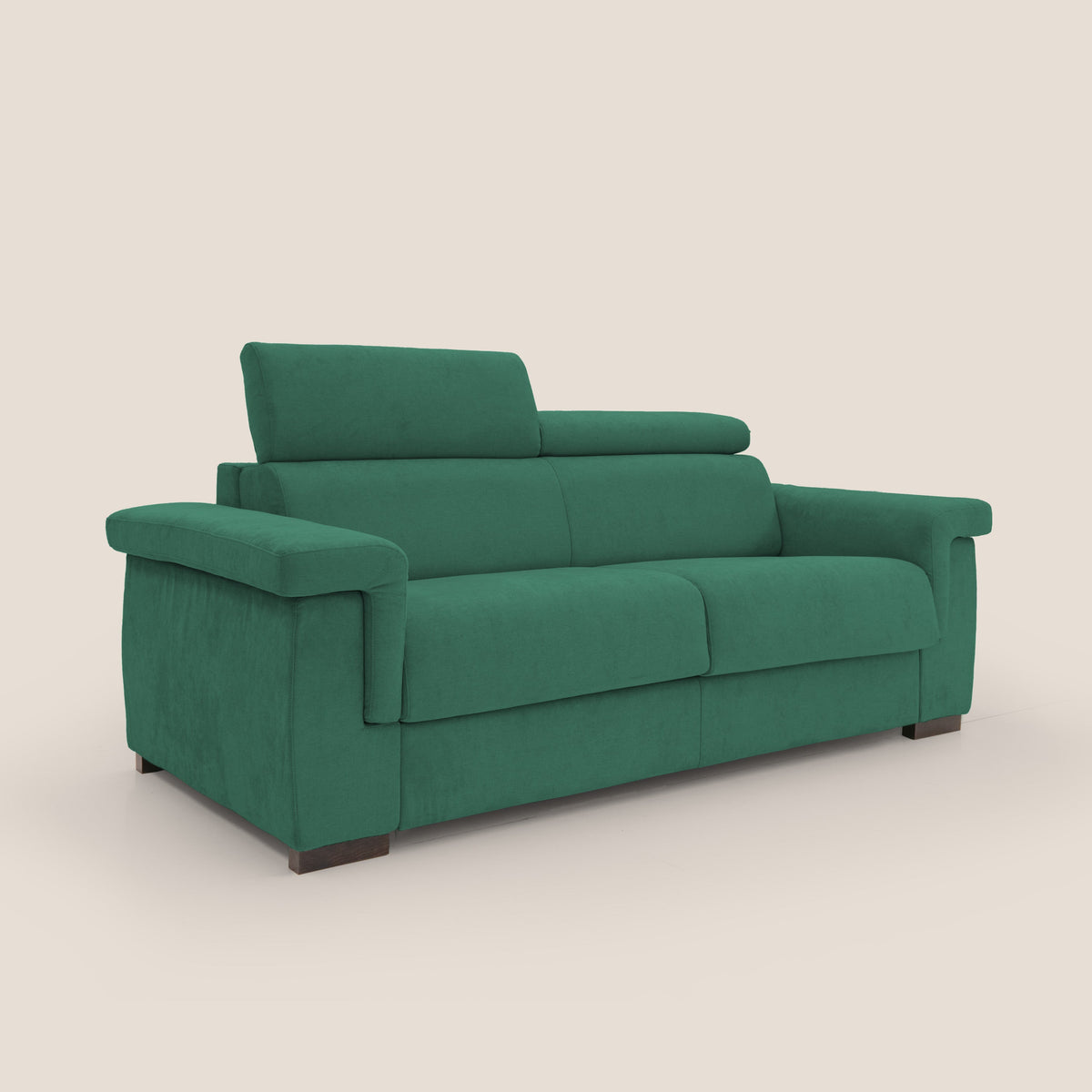 Bjorn divano letto sfoderabile con materasso H18 cm e poggiatesta reclinabili in tessuto impermeabile T02 verde - divitt.sbs