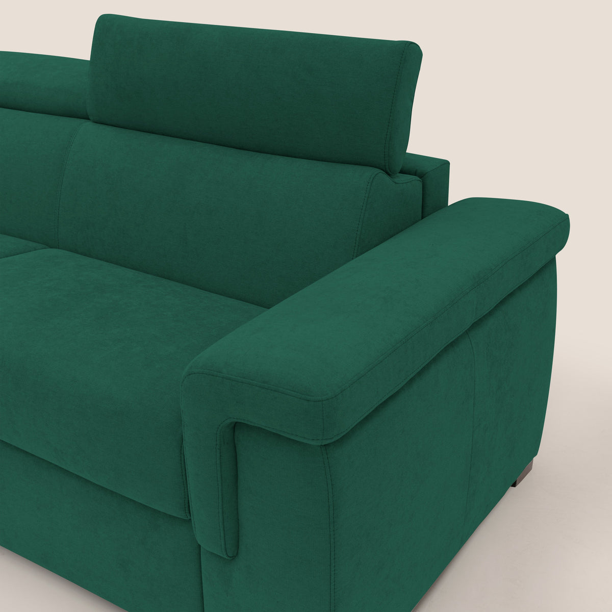 Giunone divano letto con materasso alto 18 cm e poggiatesta reclinabili in tessuto impermeabile T02 verde - divitt.sbs