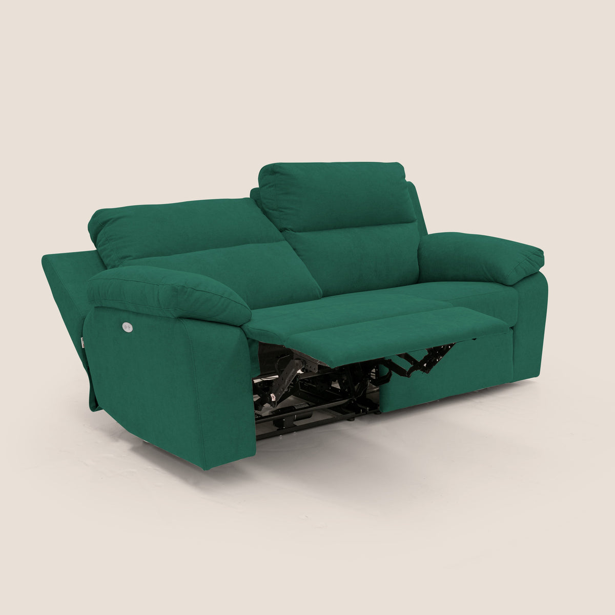 Romeo Divano relax con recliner elettrico in morbido tessuto impermeabile T02 verde - divitt.sbs