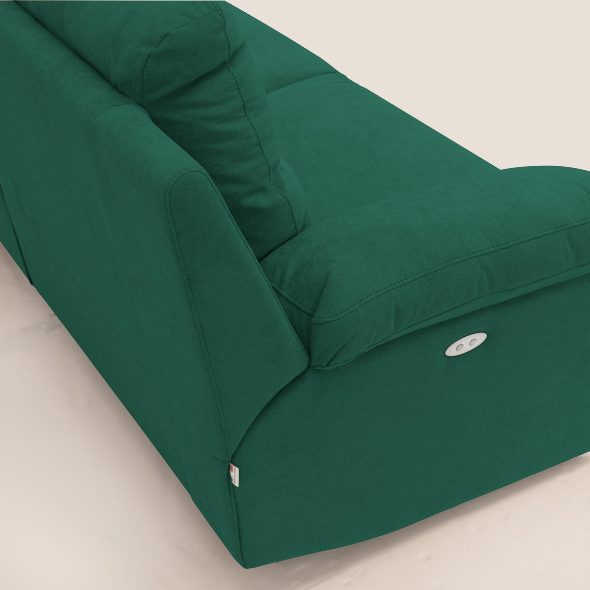 Romeo Divano relax con recliner elettrico in morbido tessuto impermeabile T02 verde - divitt.sbs