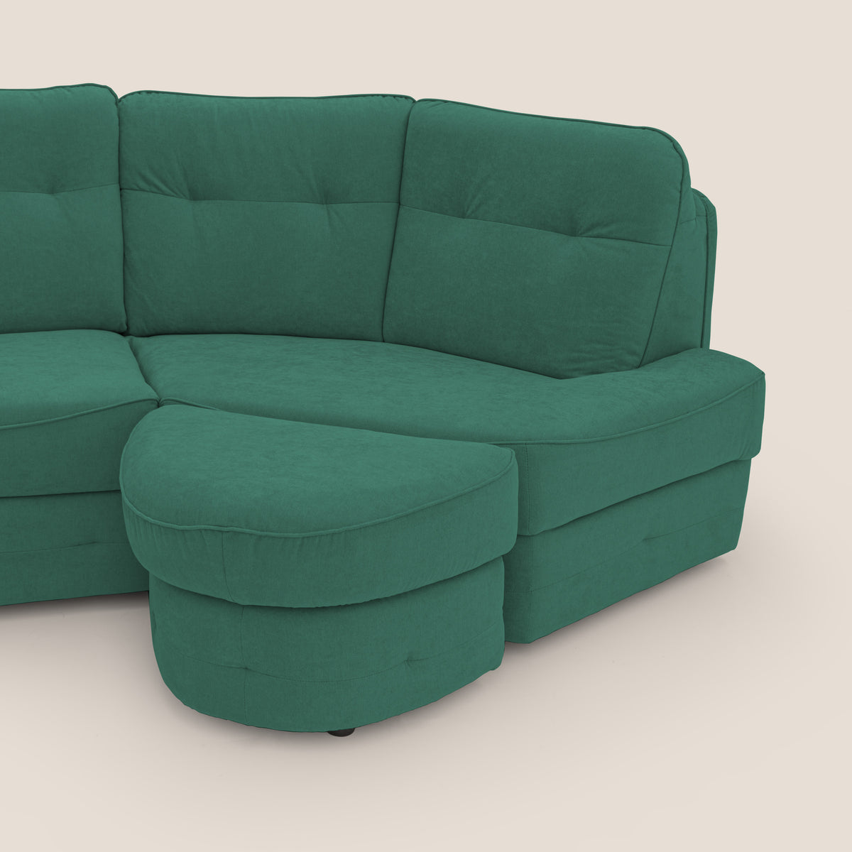 Zeus divano letto angolare con materasso H18 cm pouf mobile in tessuto impermeabile T02 verde - divitt.sbs