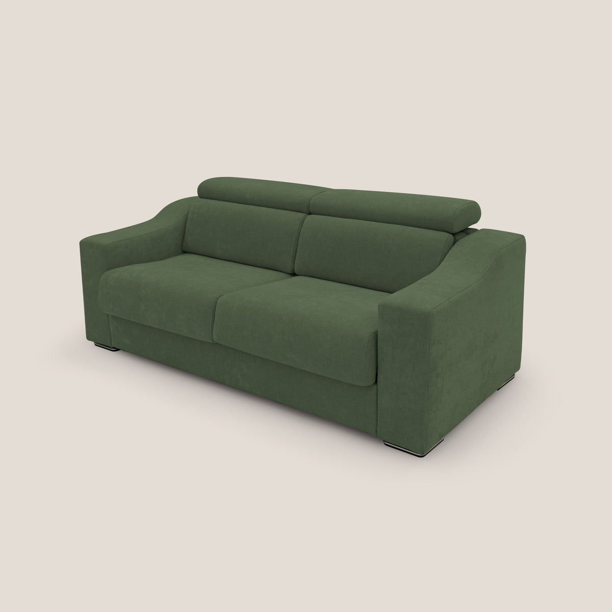 Bomber divano letto matrimoniale con poggiatesta in tessuto impermeabile T14 verde - divitt.sbs