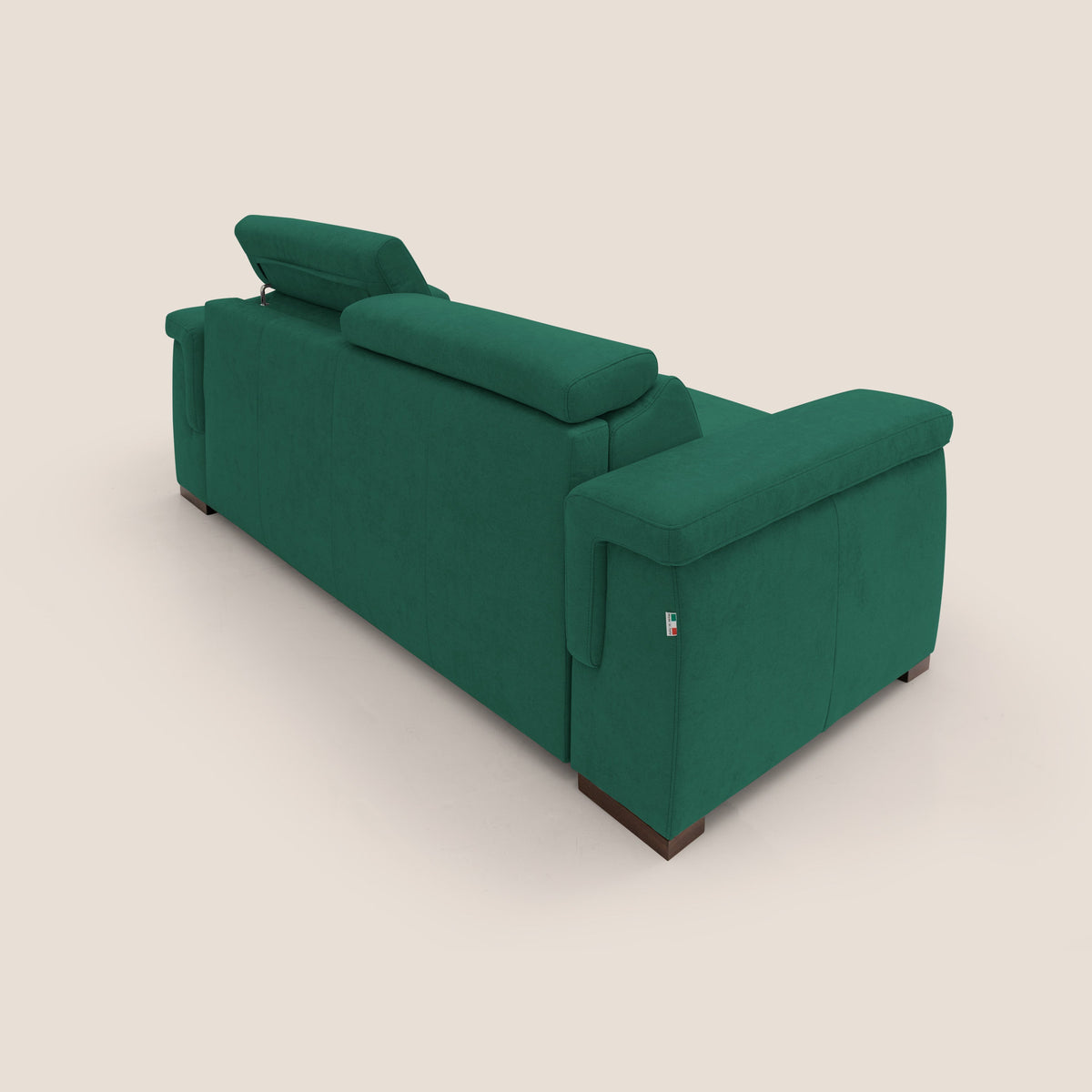 Giunone divano letto con materasso alto 18 cm e poggiatesta reclinabili in tessuto impermeabile T02 verde - divitt.sbs