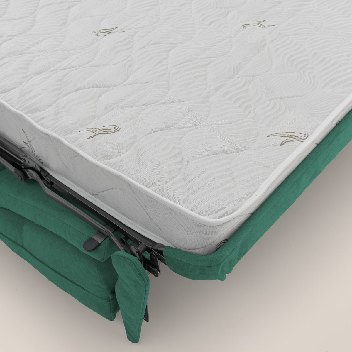 Zeus divano letto angolare con materasso H18 cm pouf mobile in tessuto impermeabile T02 verde - divitt.sbs