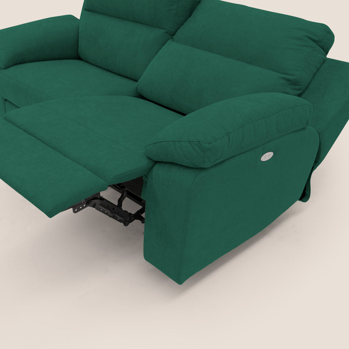 Romeo Divano relax con recliner elettrico in morbido tessuto impermeabile T02 verde - divitt.sbs