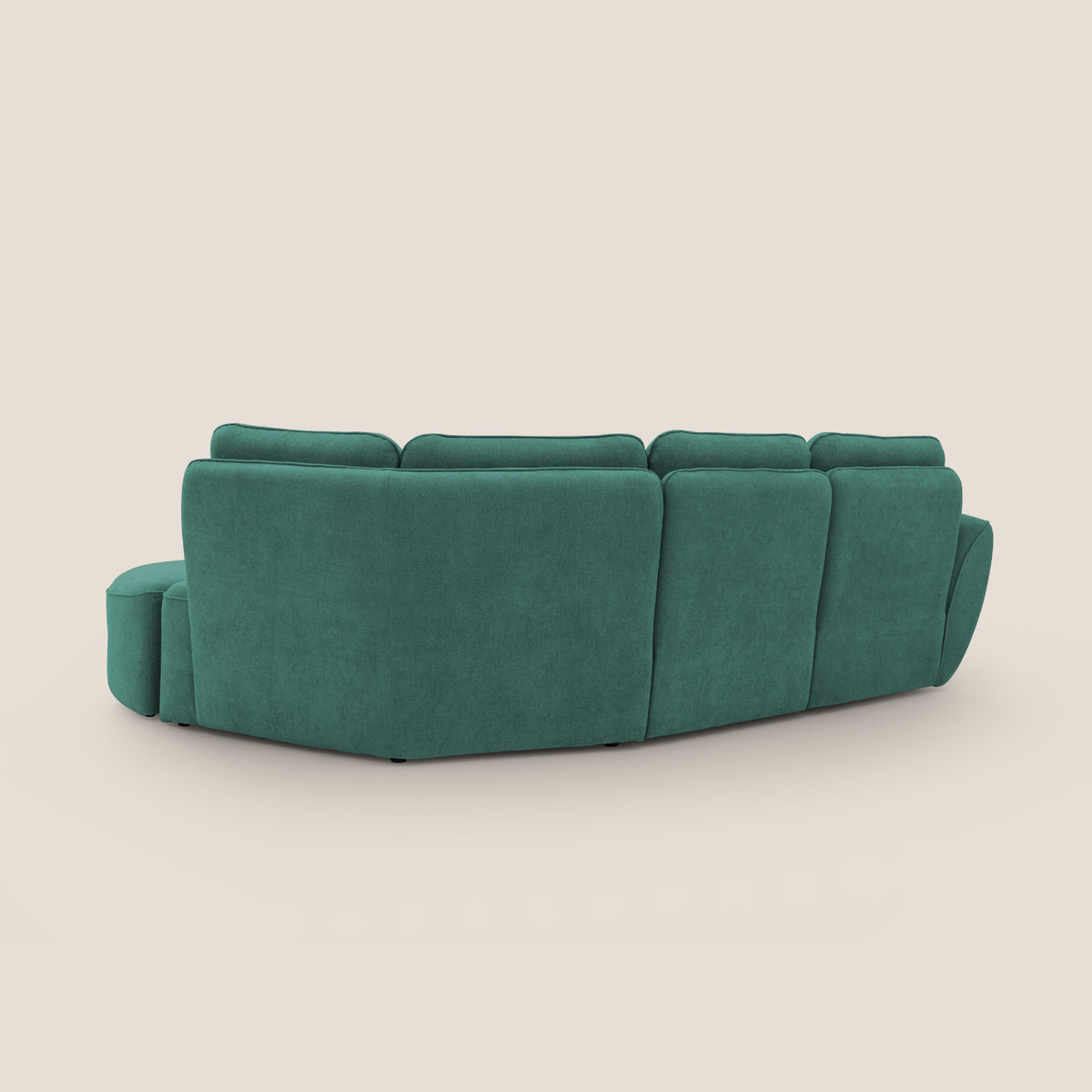 Cerbero divano angolare con pouf mobile in morbido bouclé impermeabile T07 verde - divitt.sbs