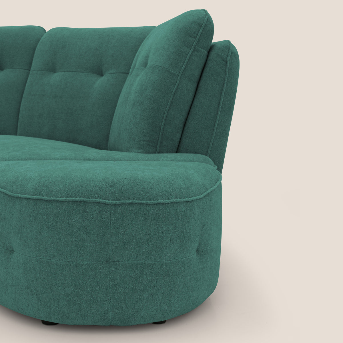 Cerbero divano angolare con pouf mobile in morbido bouclé impermeabile T07 verde - divitt.sbs