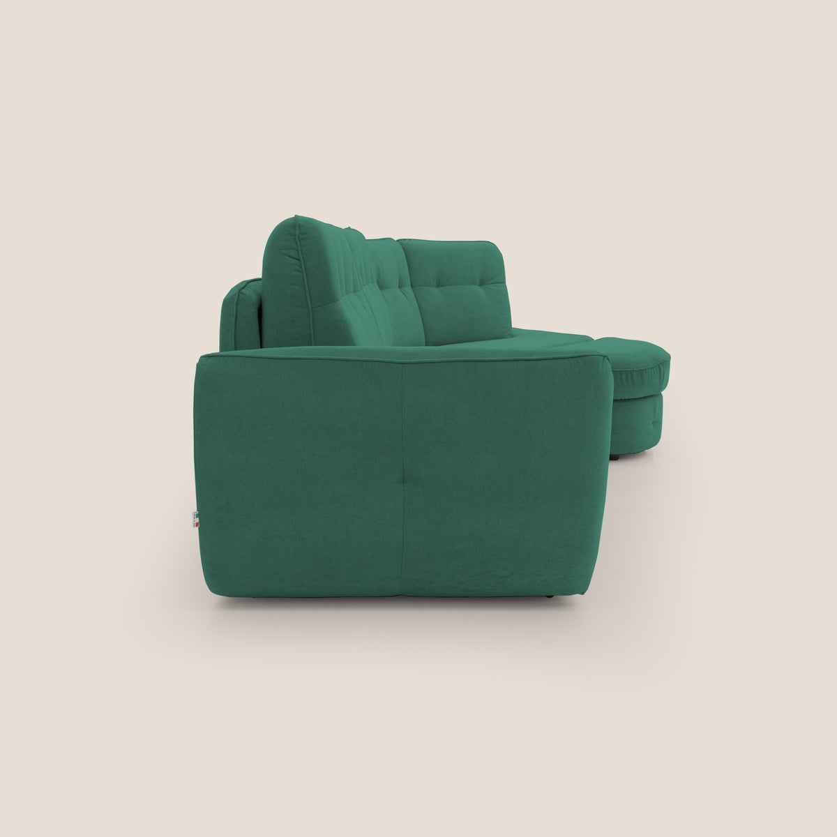 Zeus divano letto angolare con materasso H18 cm pouf mobile in tessuto impermeabile T02 verde - divitt.sbs