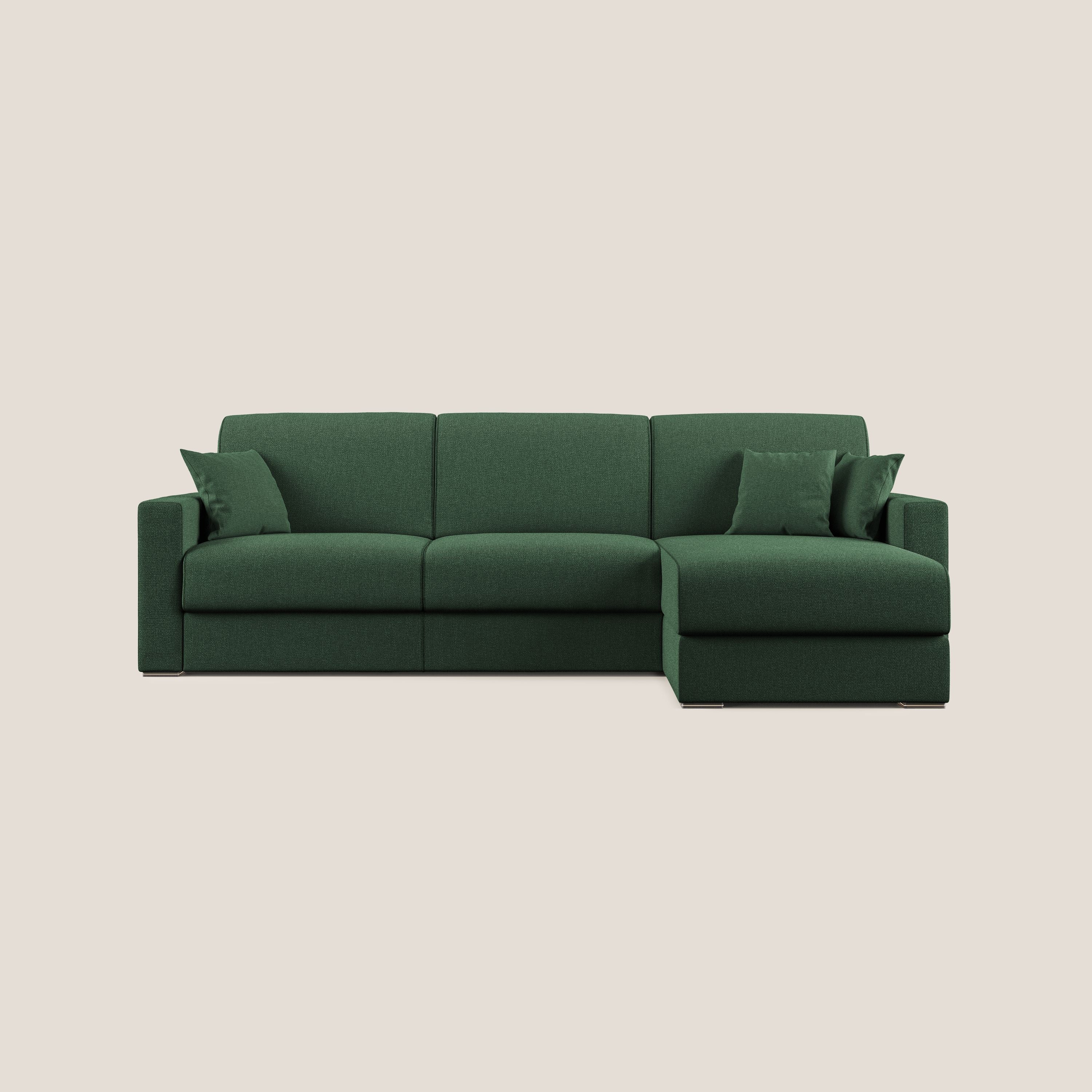 Best Divano letto angolare con penisola in tessuto smacchiabile QuickClean T08 verde - divitt.sbs