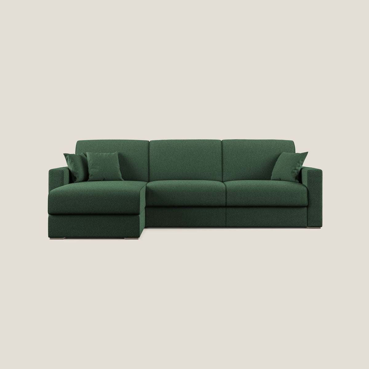 Best Divano letto angolare con penisola in tessuto smacchiabile QuickClean T08 verde - divitt.sbs
