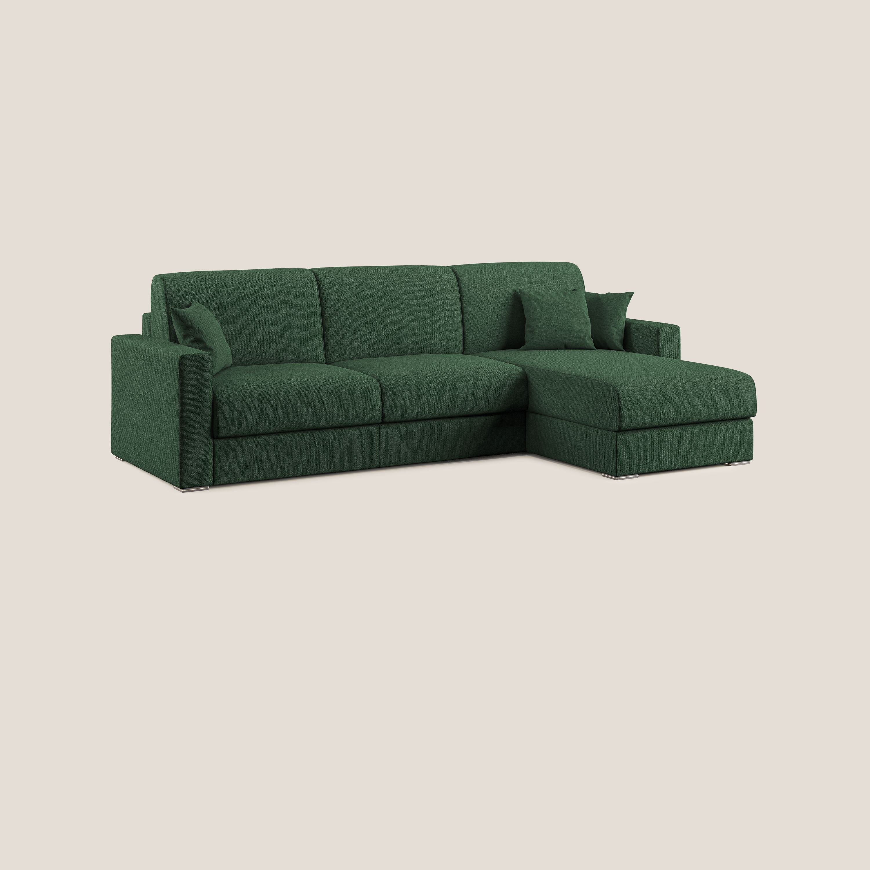Best Divano letto angolare con penisola in tessuto smacchiabile QuickClean T08 verde - divitt.sbs