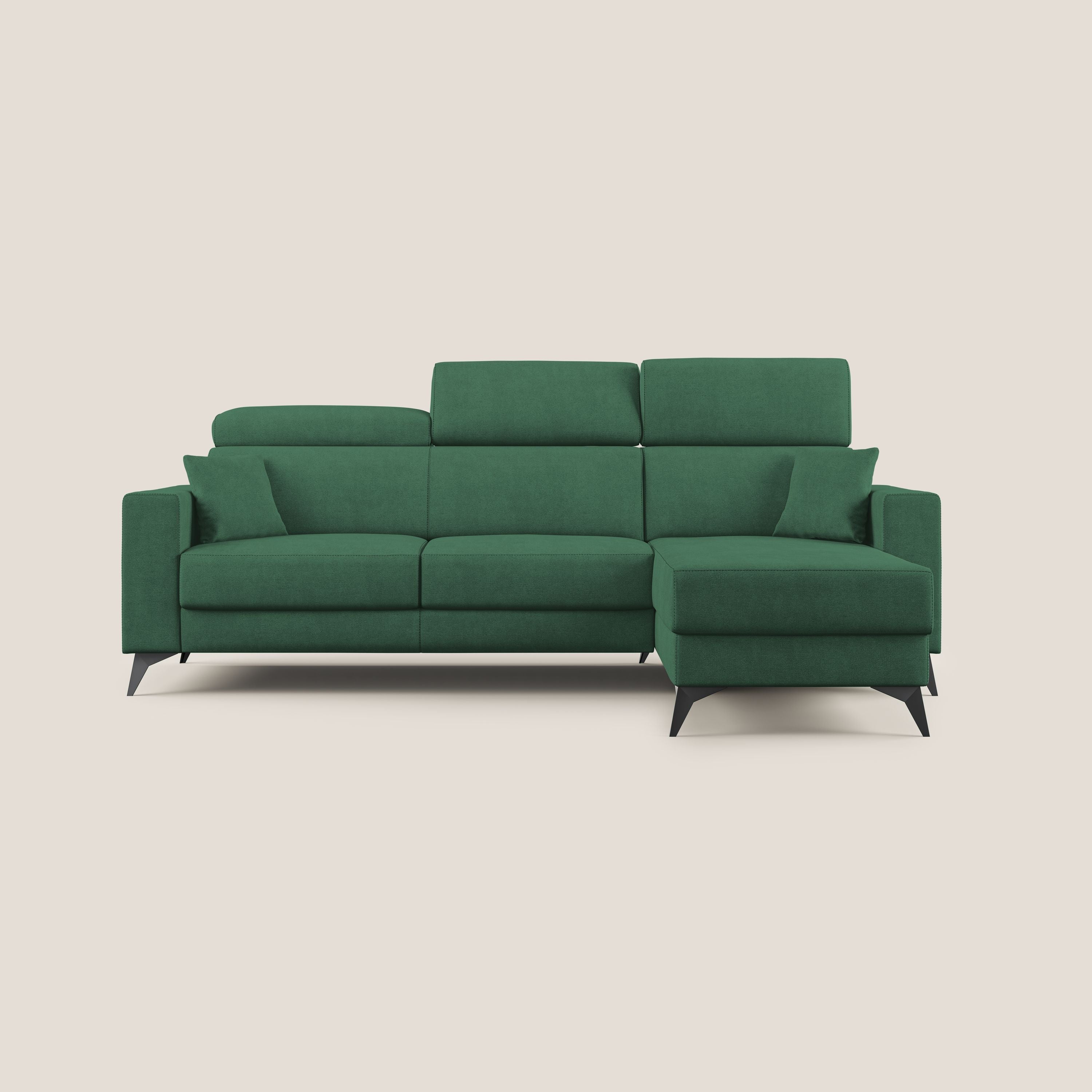 Pegaso divano letto angolare con poggiatesta reclinabili e rivestimento impermeabile T02 verde - divitt.sbs