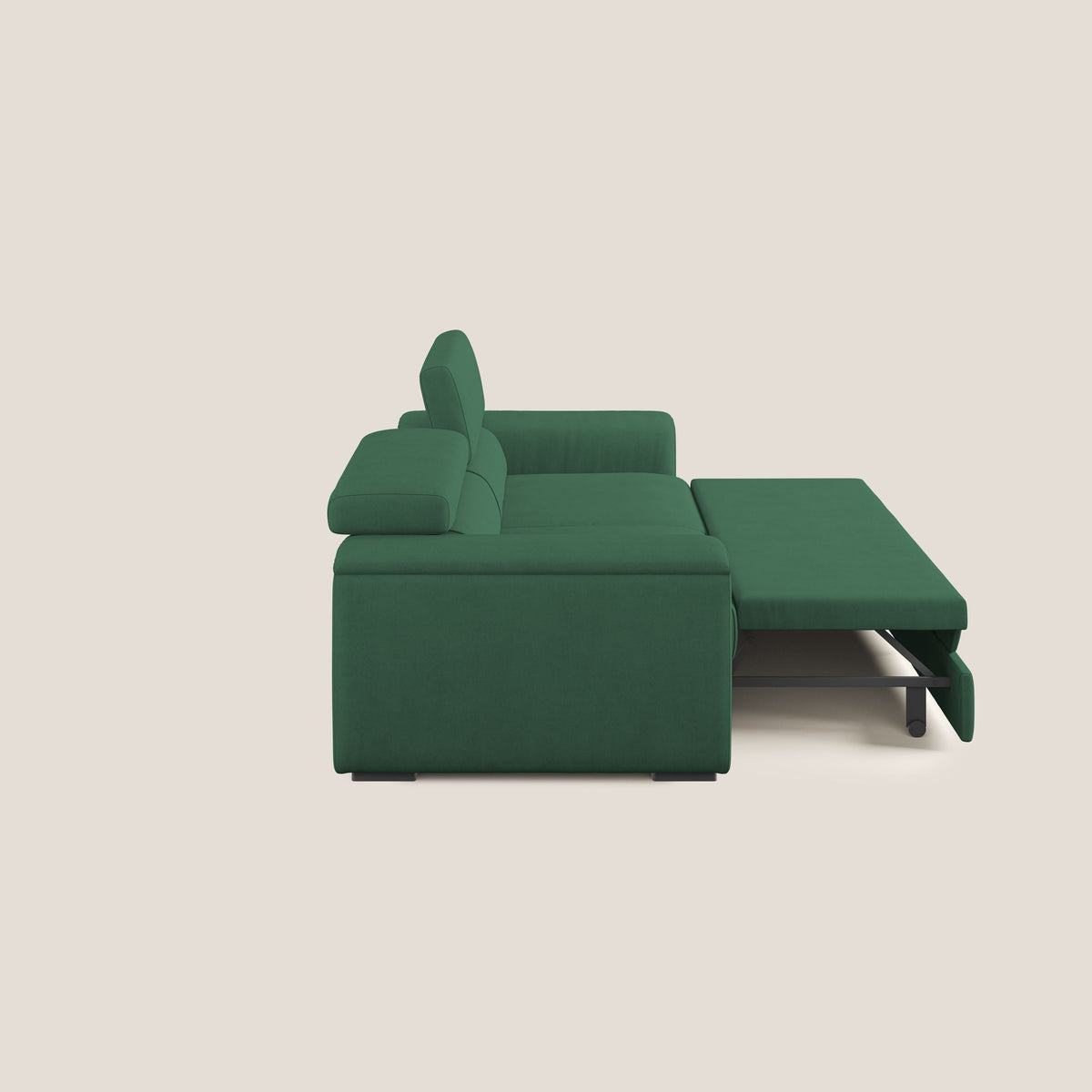 Zeno Divano con pouf estraibile poggiapiedi in tessuto morbido impermeabile T02 verde - divitt.sbs