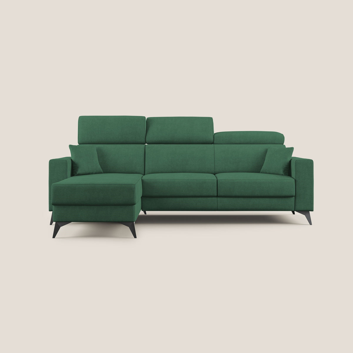 Pegaso divano letto angolare con poggiatesta reclinabili e rivestimento impermeabile T02 verde - divitt.sbs